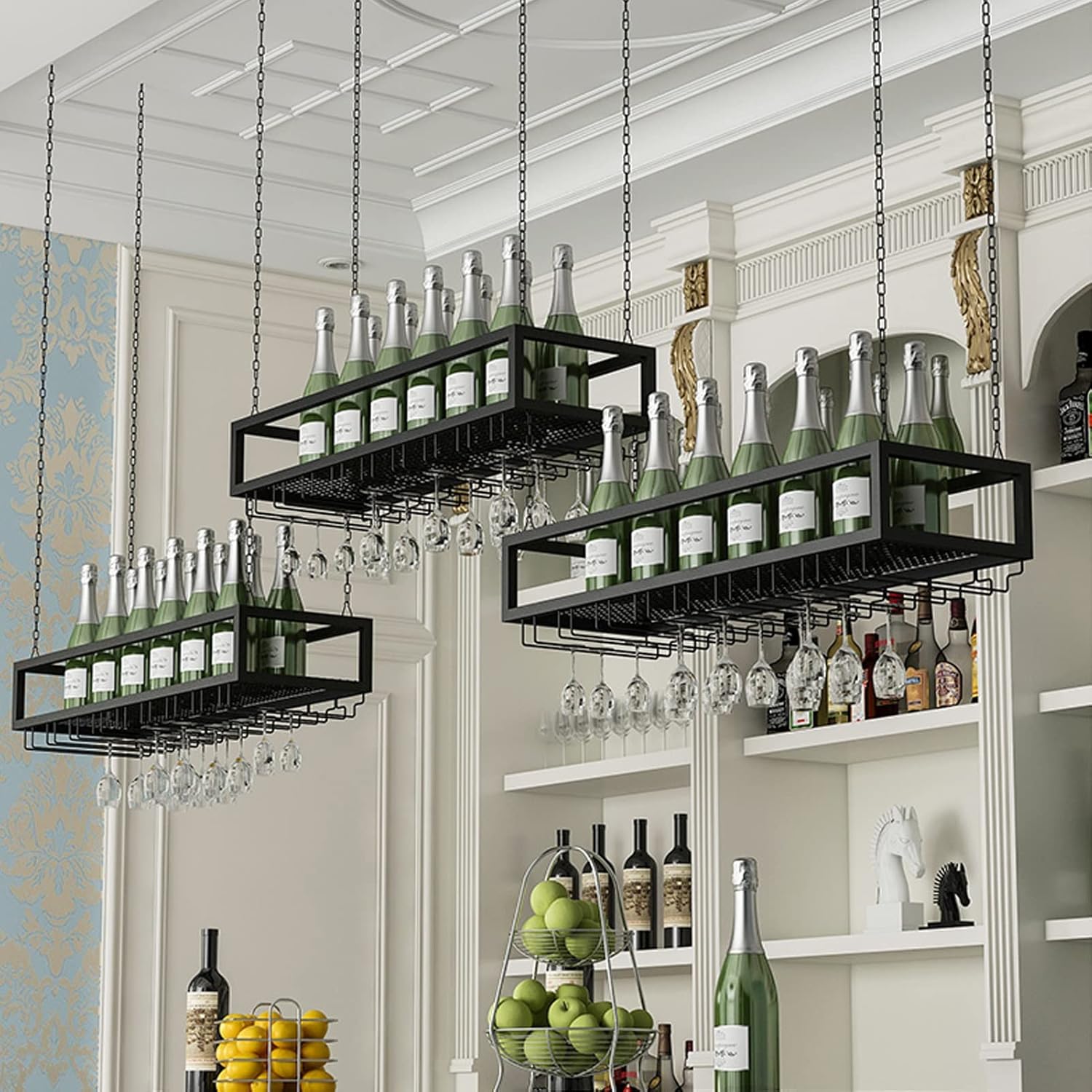 KOHARA Hanging Wine Glass Rack - Wall-Mounted Wine Shelf for Kitchen Bar