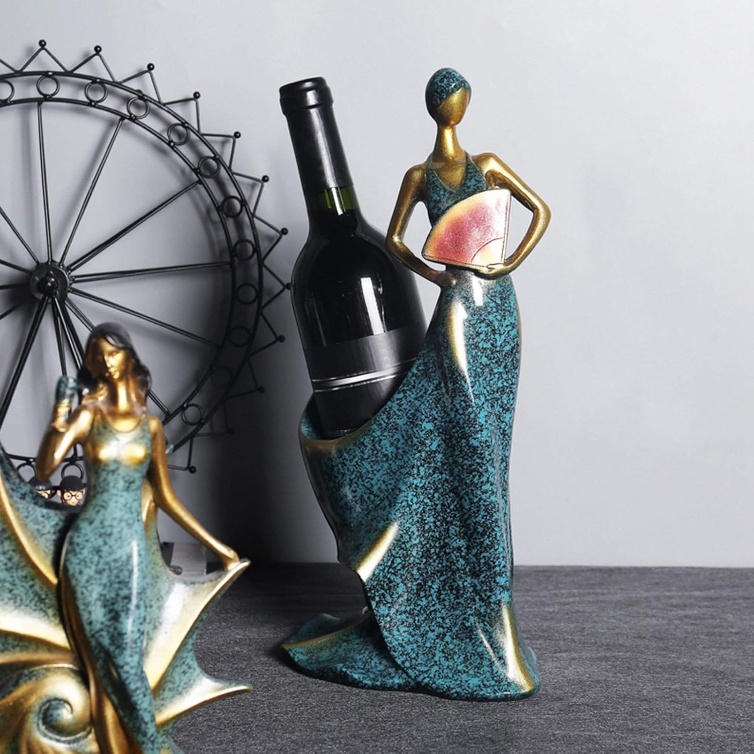 FY Elegant Girl Wine Holder Freestanding Rack for Home and Kitchen