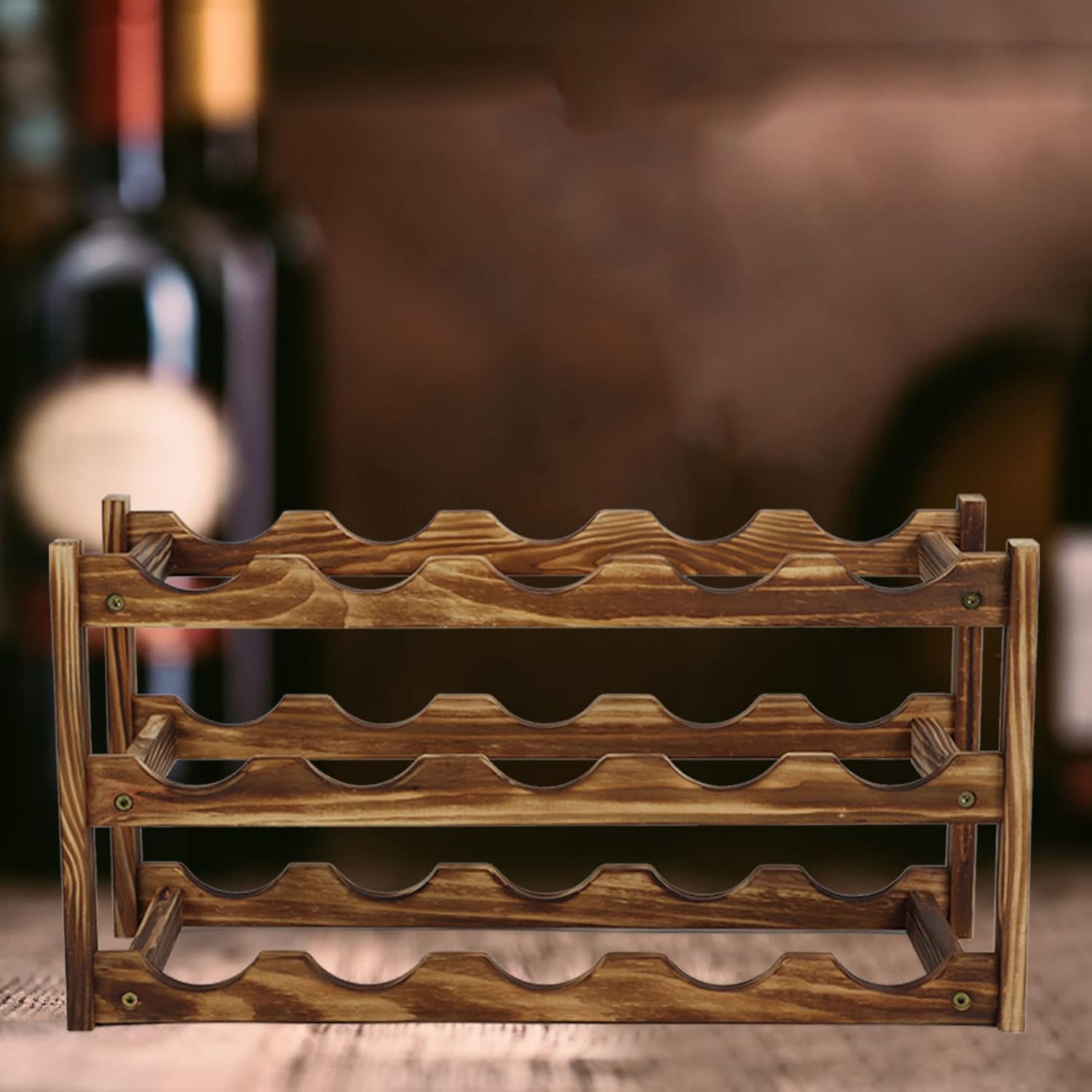 HERCHR 3 Layer Freestanding Wine Rack with 15 Slots