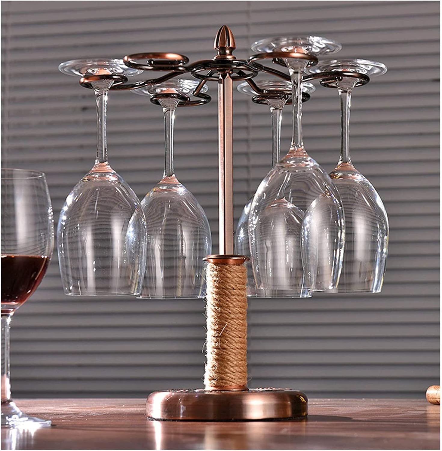 ALDEPO 6-Glass Tabletop Wine Rack - Industrial Style