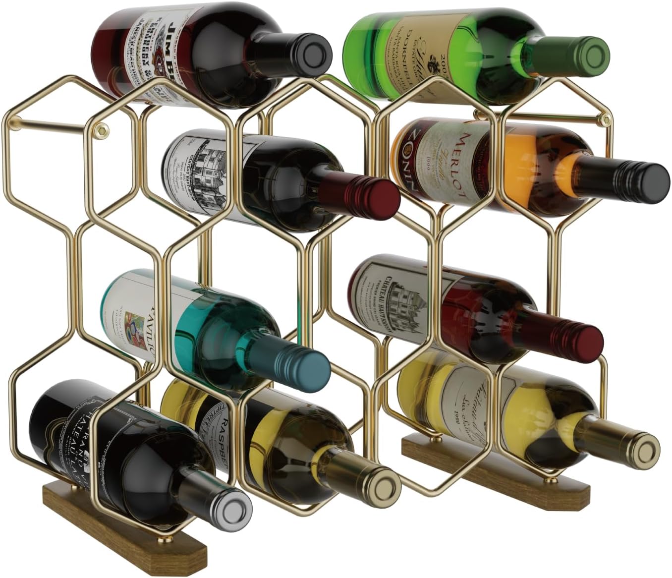 Buruis 14-Bottle Tabletop Wine Rack with Gold Base