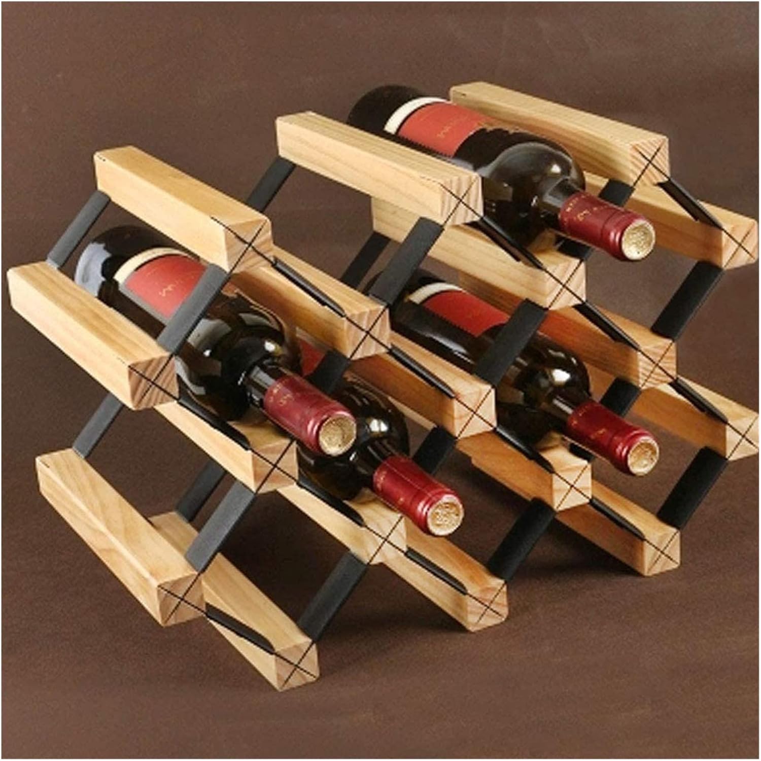 ALDEPO Wine Rack Solid Wood Diamond Lattice