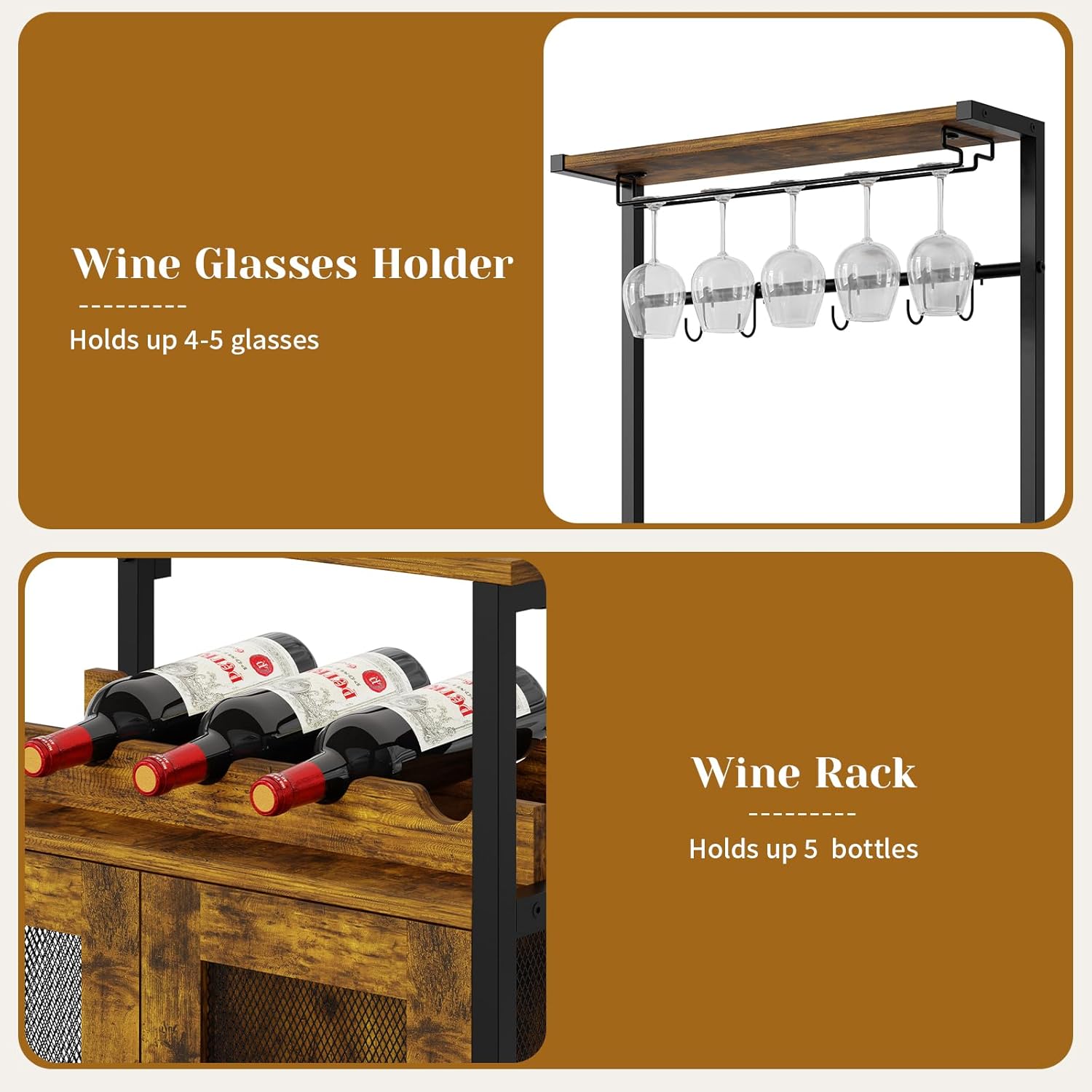 X-cosrack 3-Tier Bar Cabinet with S Hooks Mesh Doors