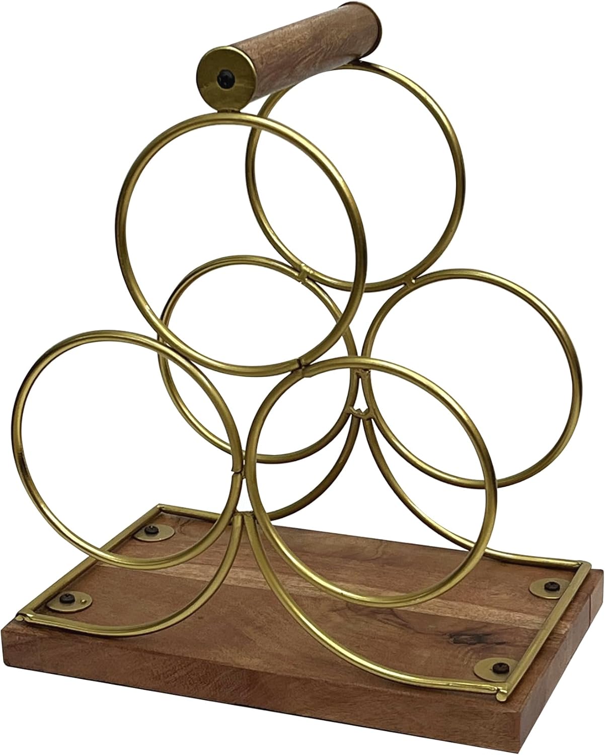 3 Bottles Freestanding Tabletop Wine Holder with Gold Finish