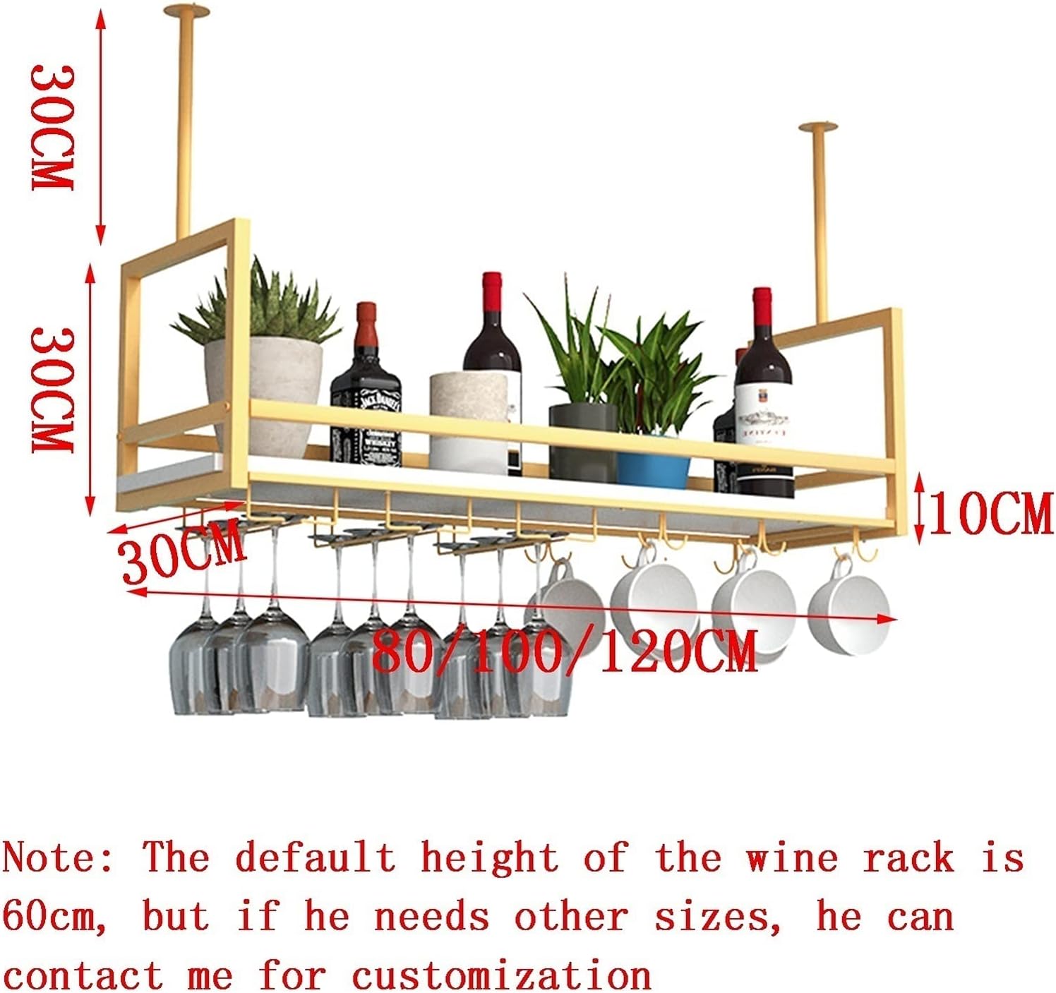 SENNIAN Hanging Wine Rack with Hooks and Shelf