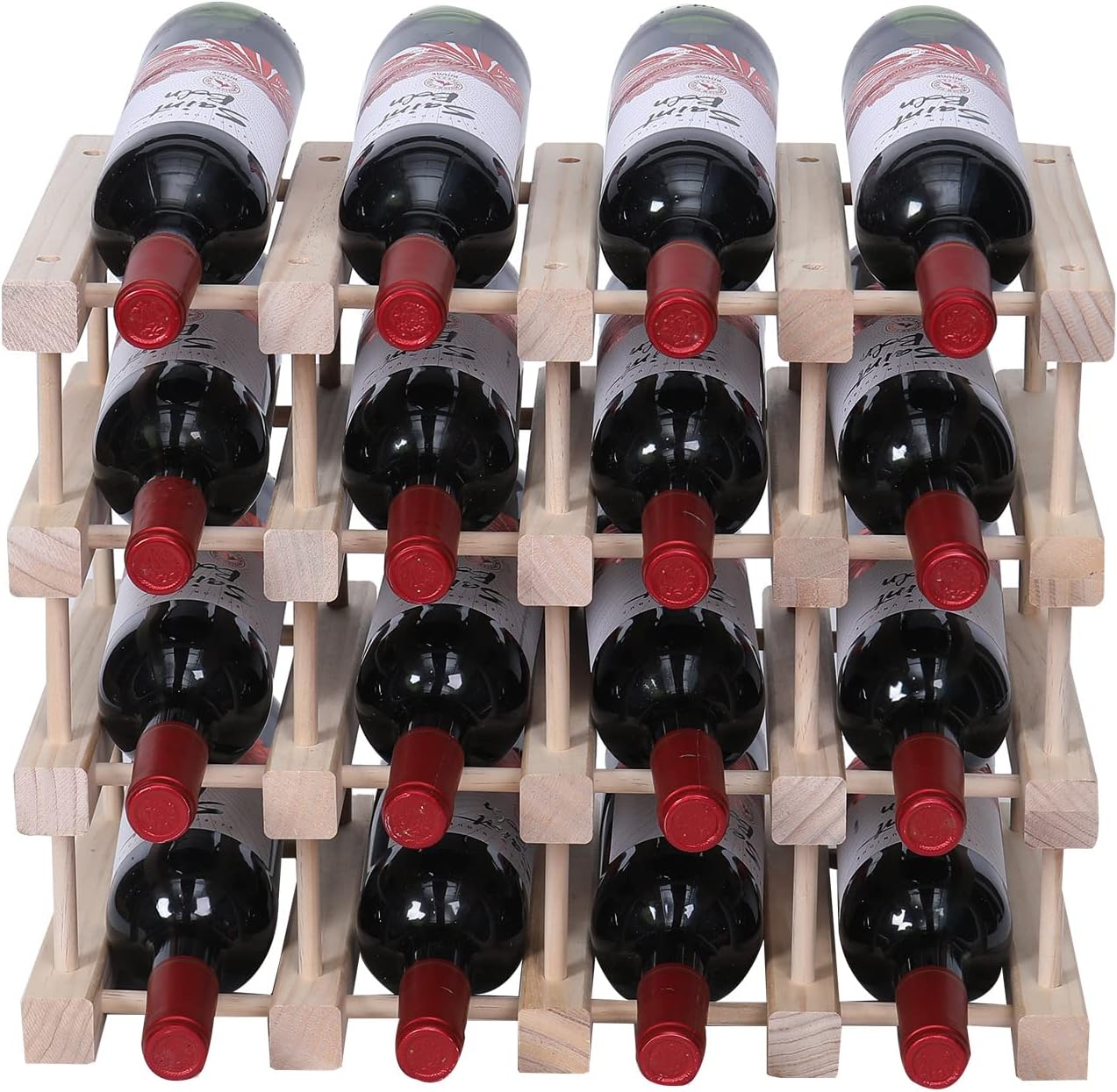 FDHUIJIA 15 Bottle Freestanding Wine Rack Wooden
