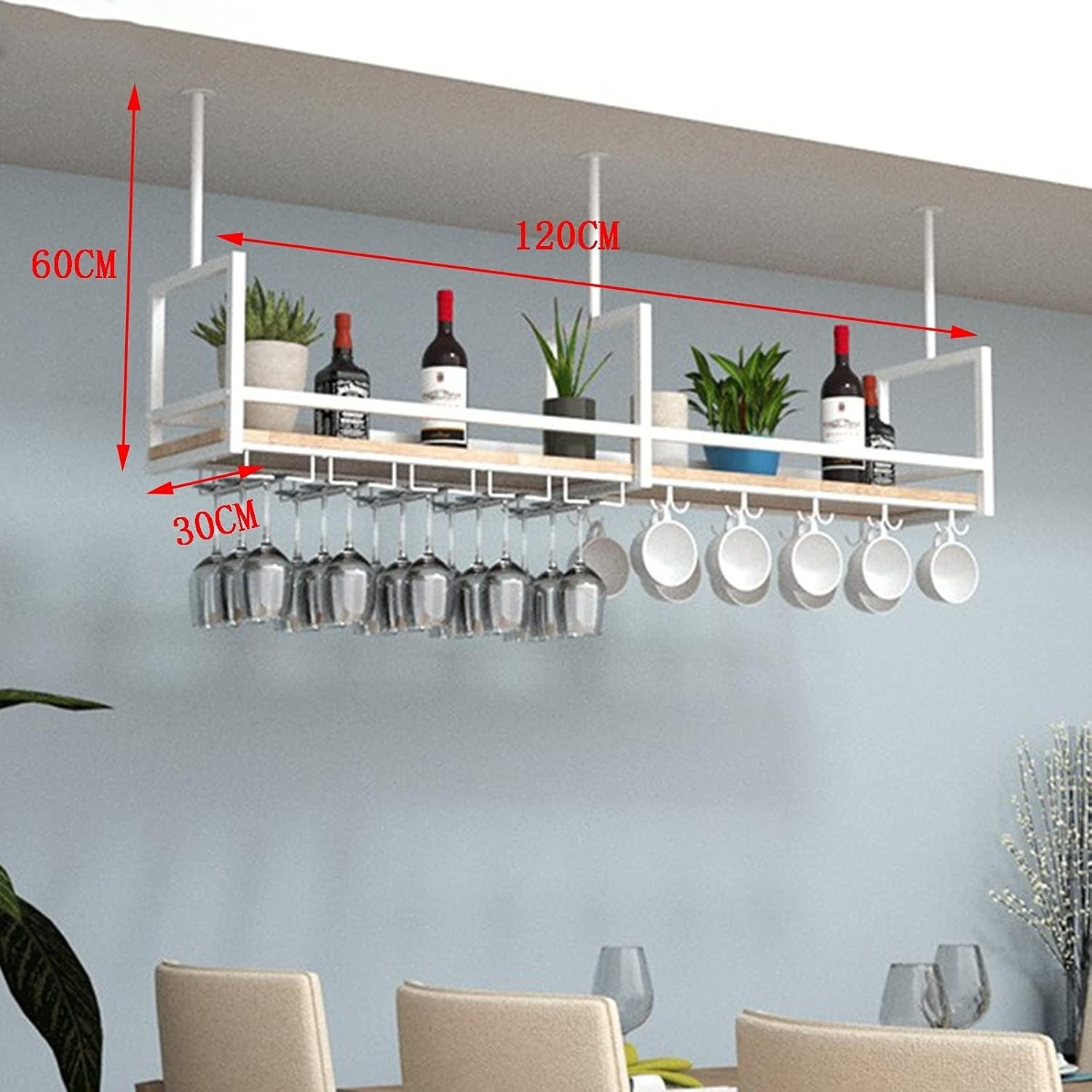 Suuim Wall-Mounted Wine Rack with Goblet Holder