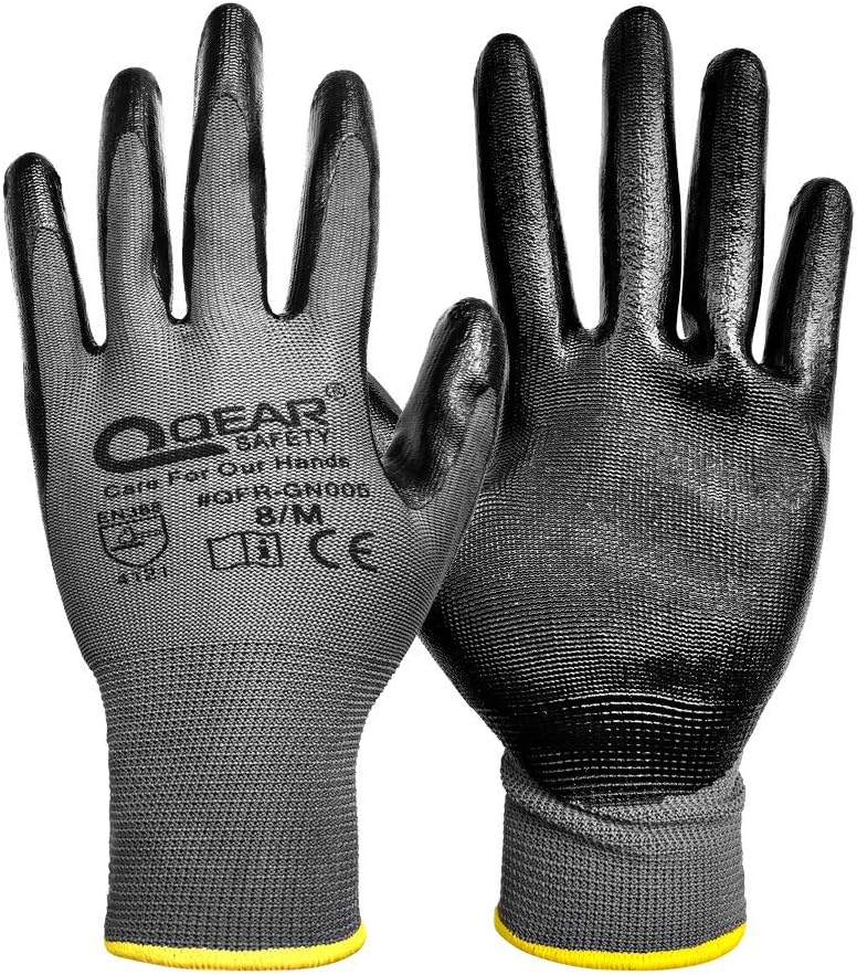 12 Pairs Nitrile Rubber Coated Work Gloves
