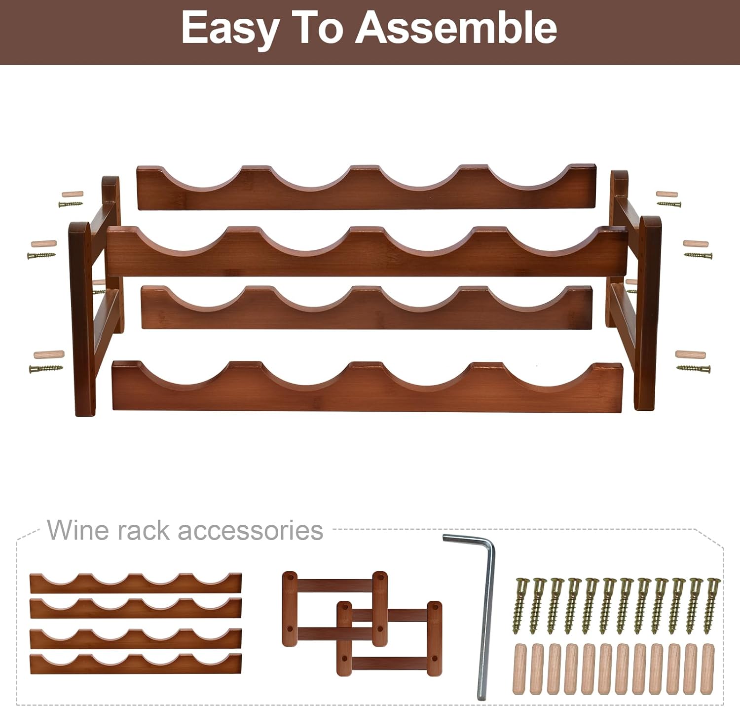IWNTWY 8-Bottle 2-Tier Brown Wine Rack