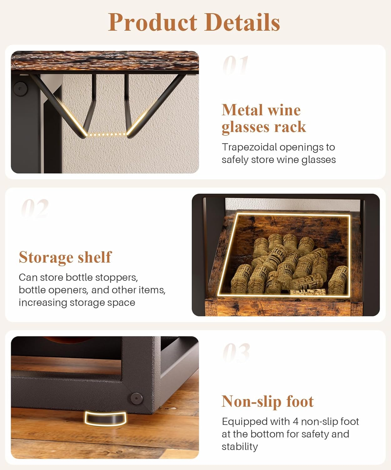 Vilaxing Freestanding Wine Rack 15 Bottle Storage