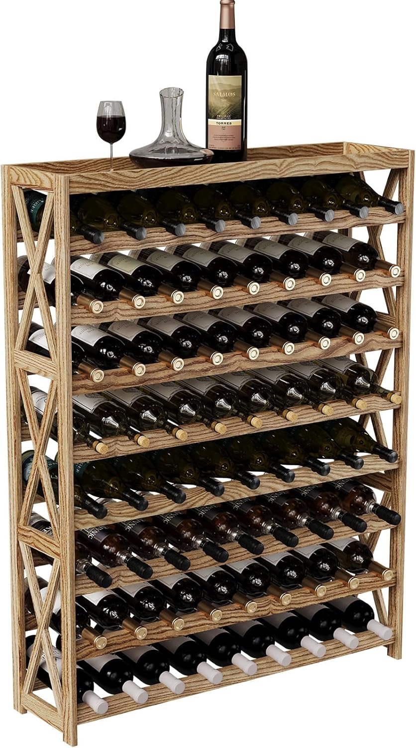 Real Wood 8-Tier Wine Rack for Home and Kitchen
