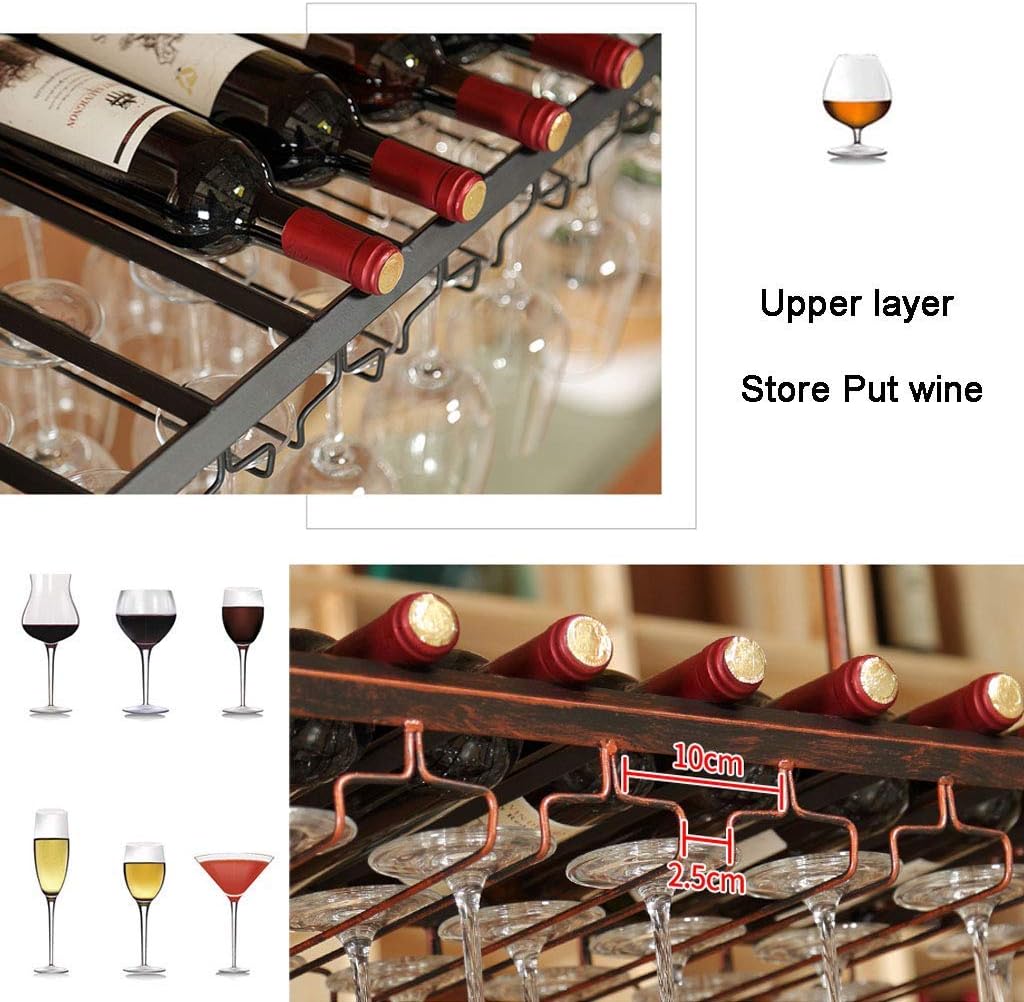 Adjustable Metal Wall-Mounted Wine Rack for 8 Bottles 24 Glasses