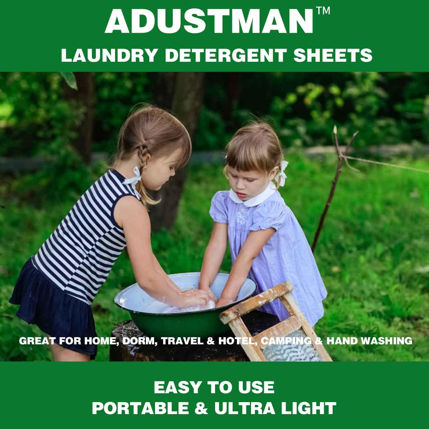 ADUSTMAN Liquidless Laundry Detergent Sheets 62 Loads Eco Friendly Hypoallergenic