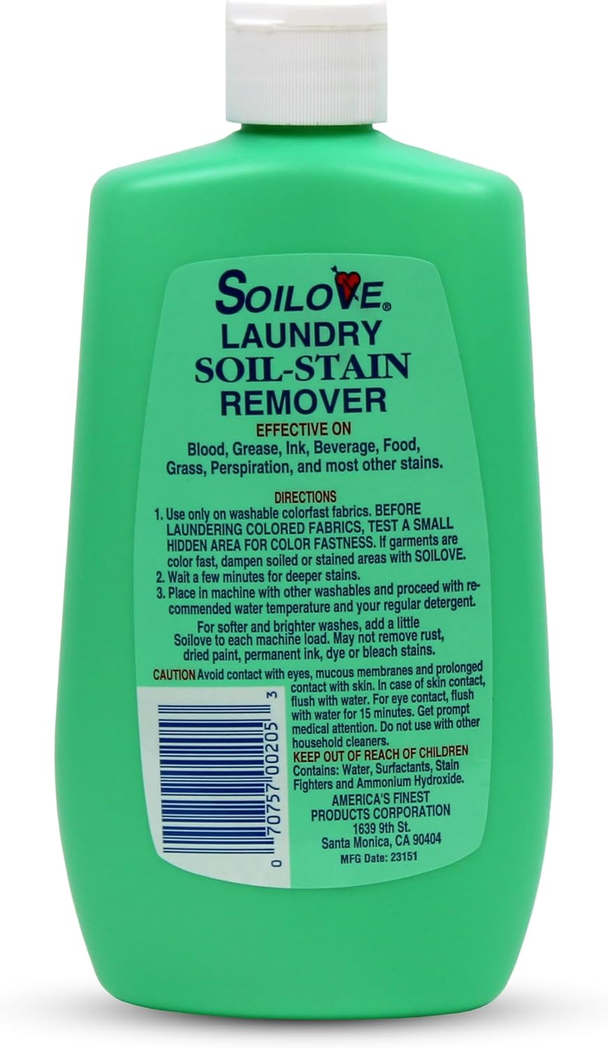 Soilove Laundry Stain Remover Liquid 6 Bottles 16oz