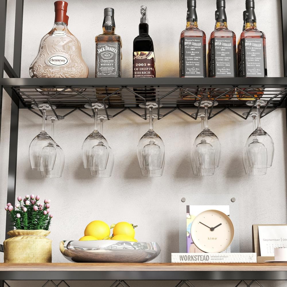 Industrial 3-Tier Wine Rack with Bar Table