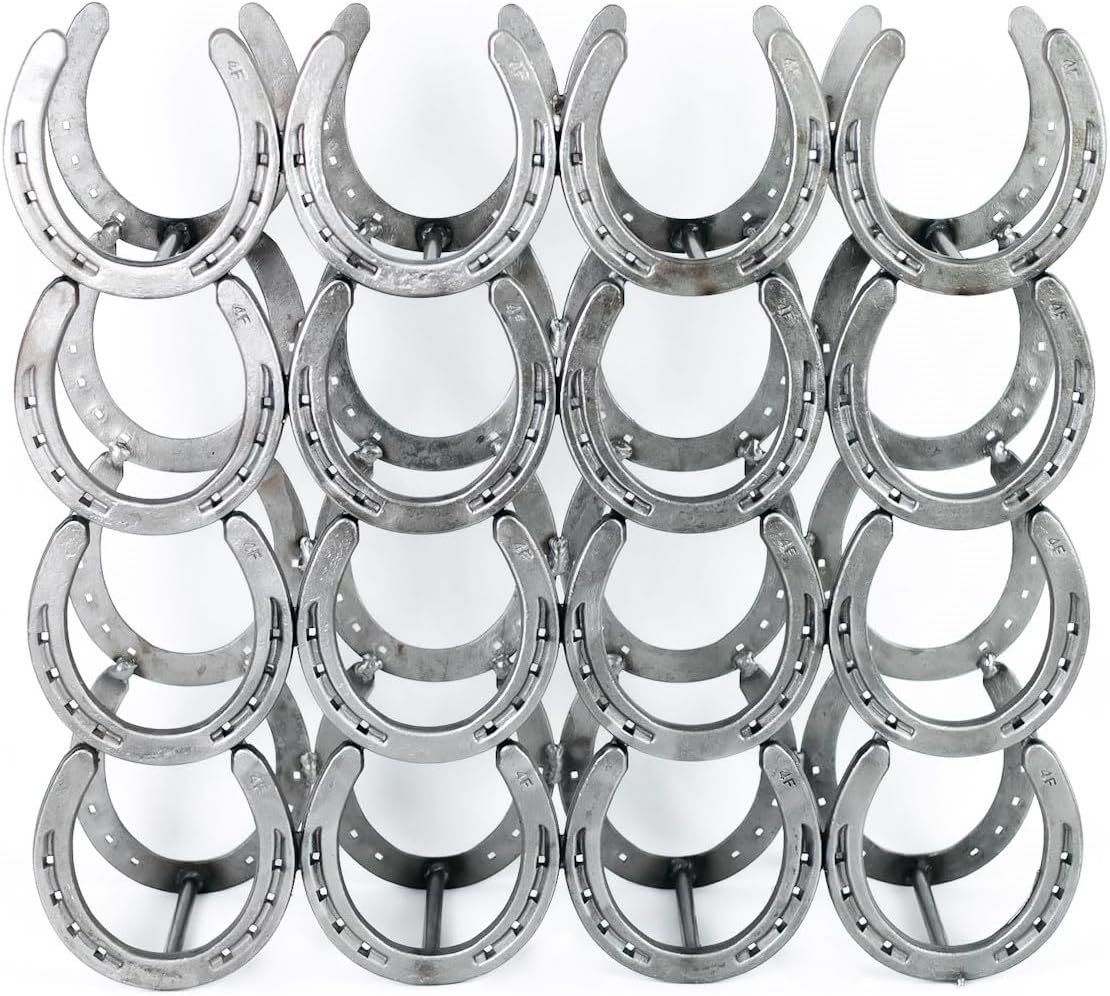 Rustic Horseshoe Wine Bottle Holder - 16 Bottles