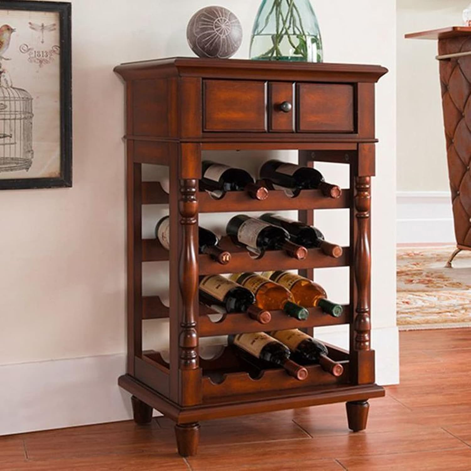 Hhaoran Wine Cabinet Freestanding Wood Display Rack