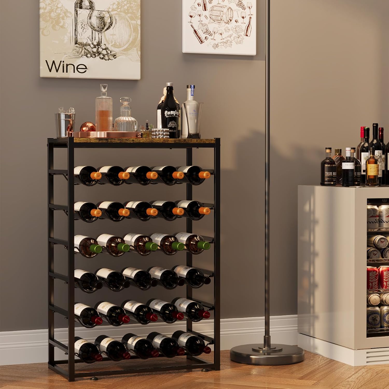 Urban Deco 6-Tier Wine Rack for 30 Bottles Black