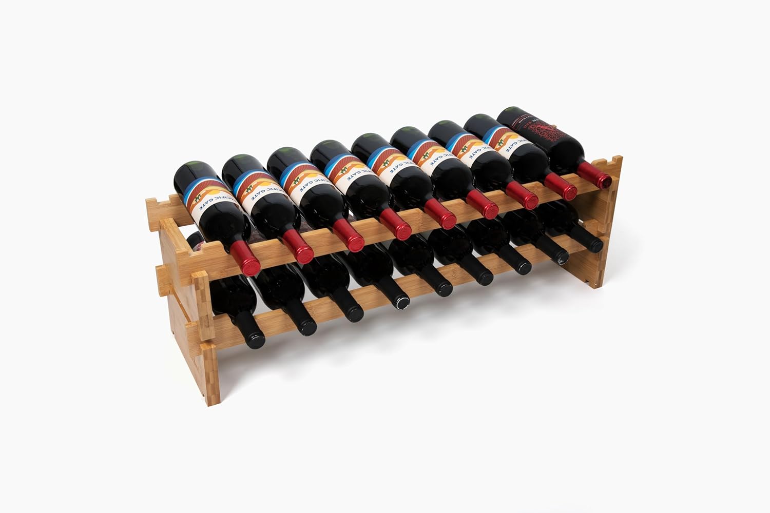 Red Bloomy Bamboo Stackable Wine Rack 72 Bottle