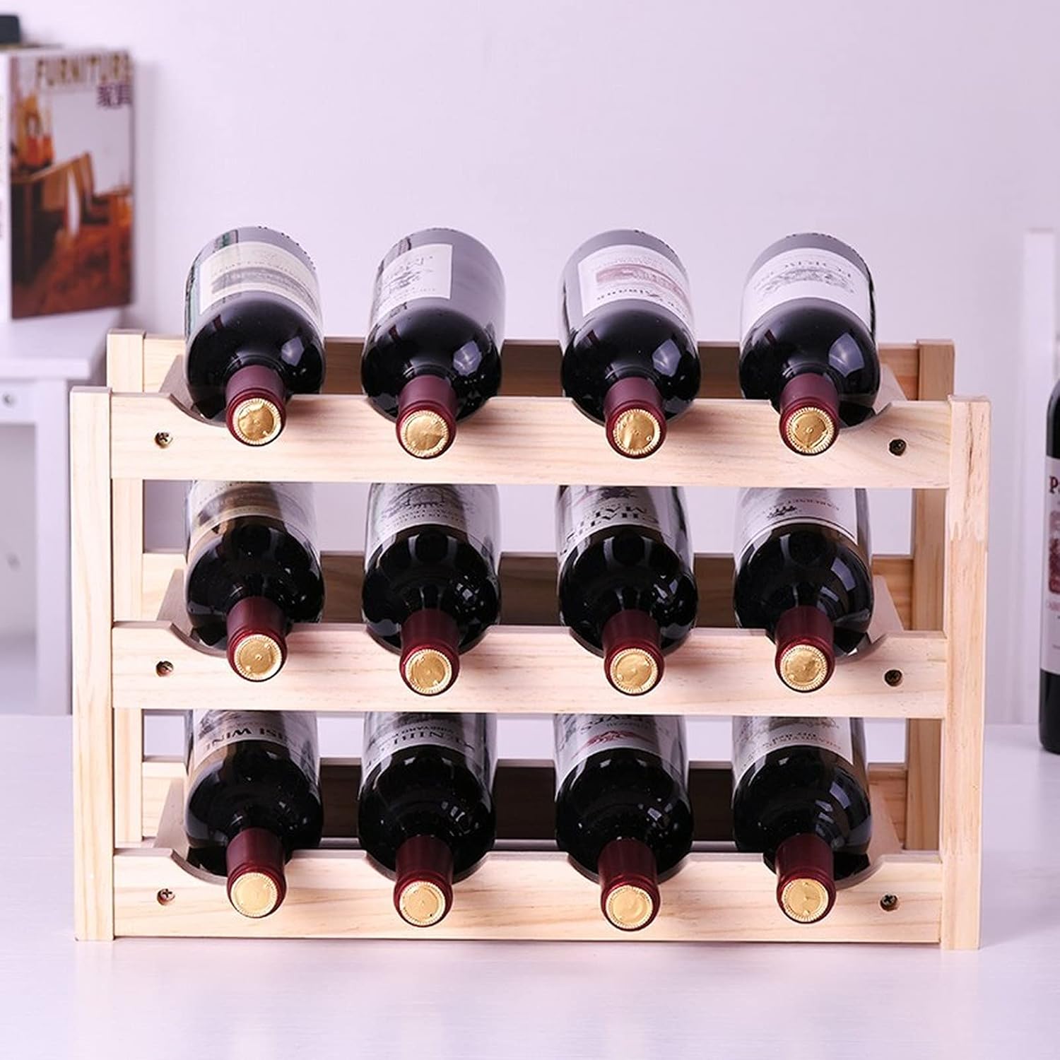 SYCARPET 3 Layer Wine Rack with 12 Bottles Storage