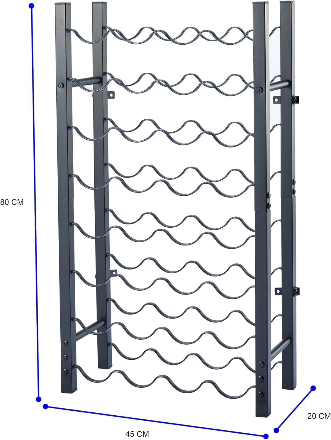 Dntum Wine Rack with Corkscrew - Black Steel 32 Bottles 1