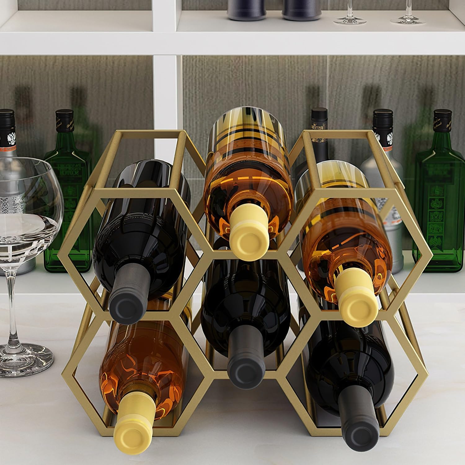 Modern Gold Wine Rack for 5-8 Bottles Durable Stylish