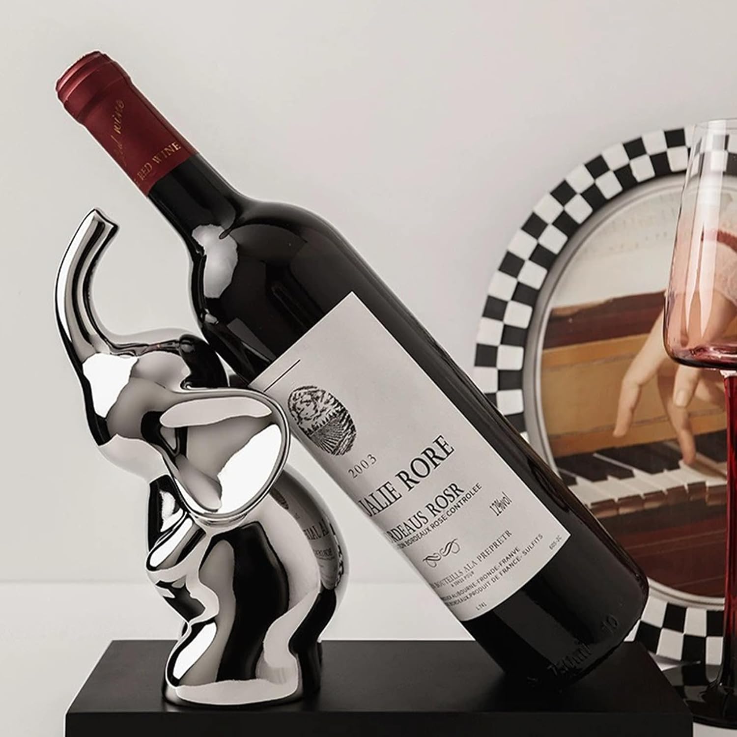 Linxia Silver Ceramic Elephant Wine Rack 1