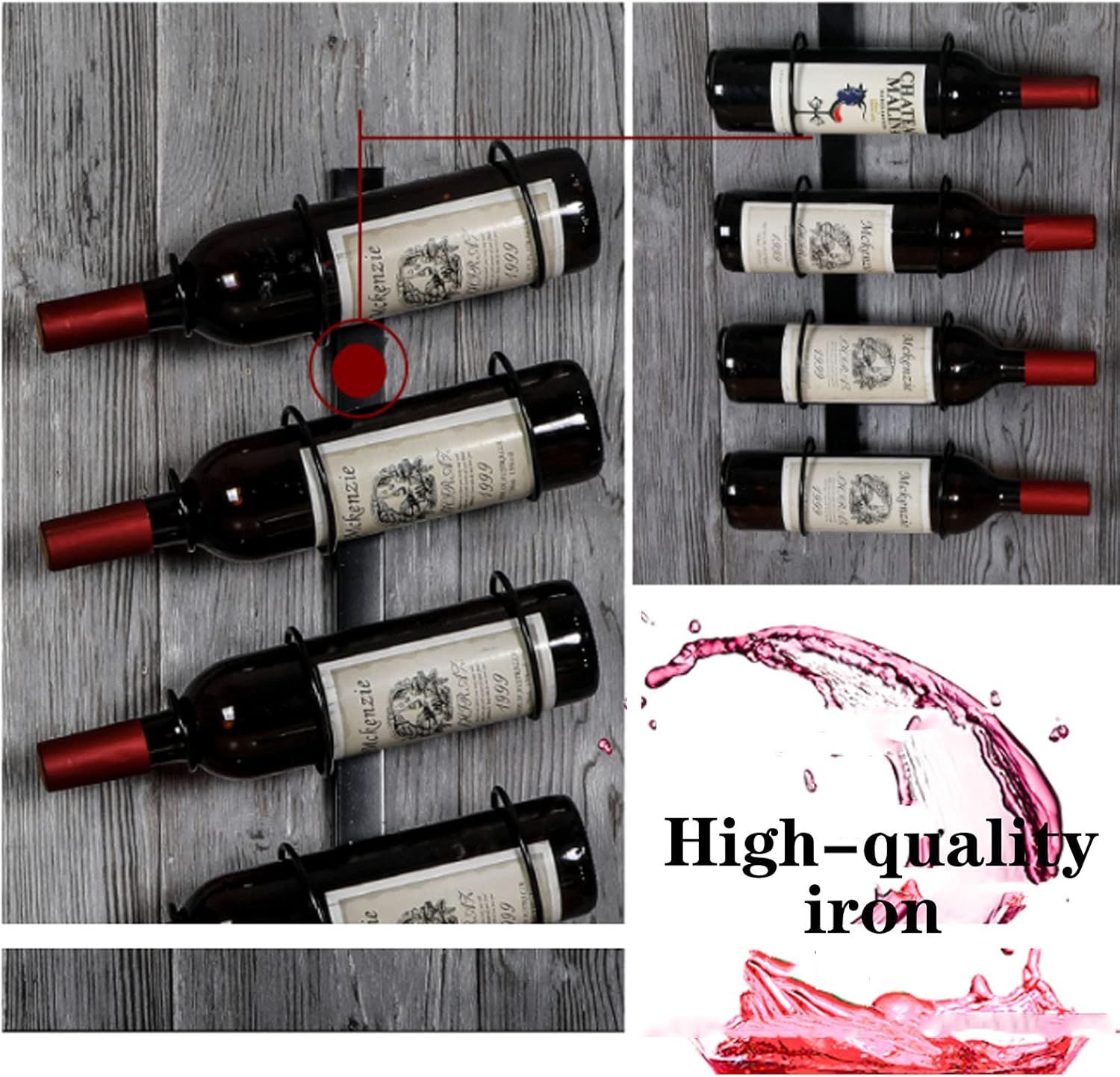CGF- Wall Mounted Wine Rack 8 Bottle Black