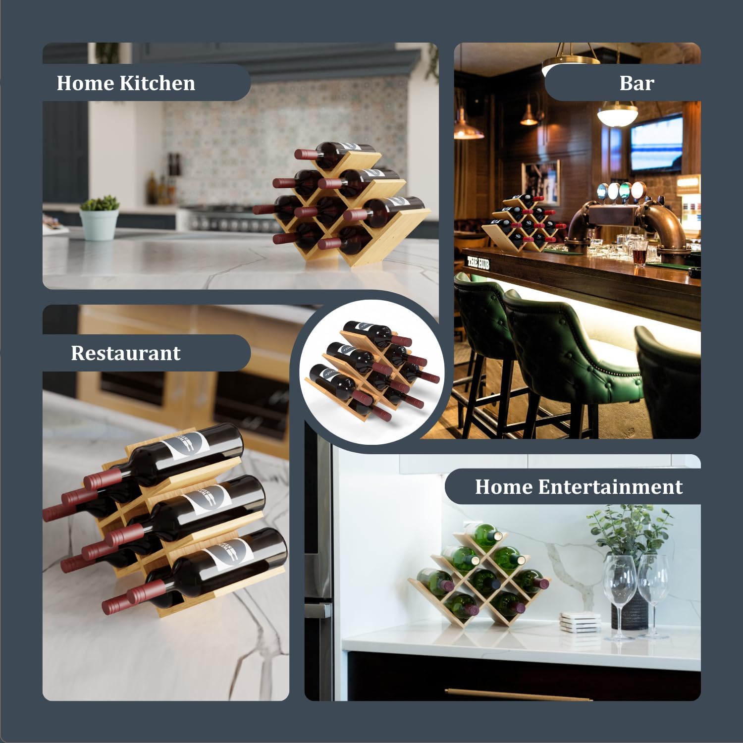 Wine Stack 8 Bottle Bamboo Wine Rack - Modern Lattice Design
