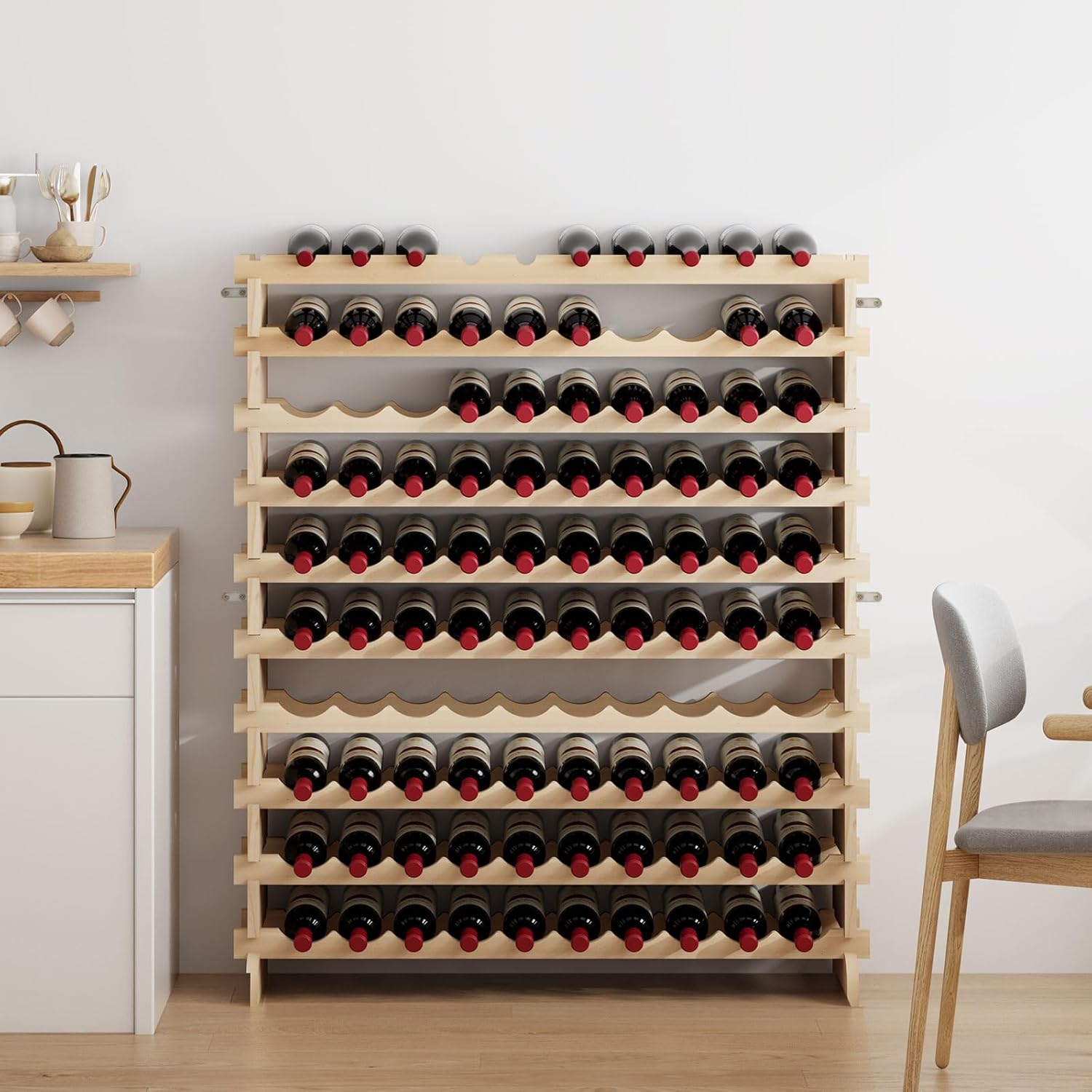 soges 100-Bottle Wine Rack 10-Tier Stackable Storage Shelf