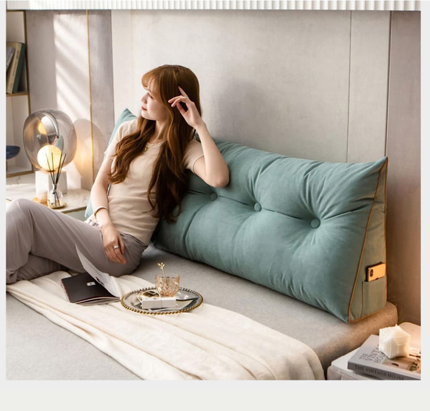COZMAX Triangular Headboard Pillow with Removable Cover