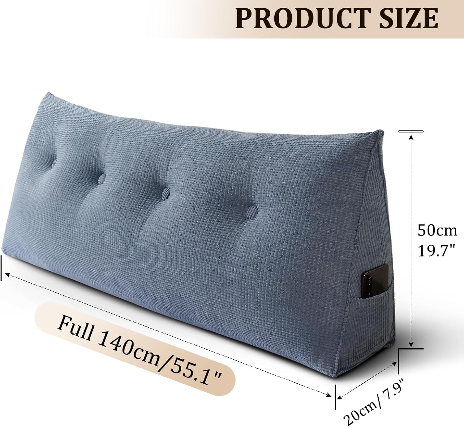 Huatean Home Headboard Pillow Full Blue 1