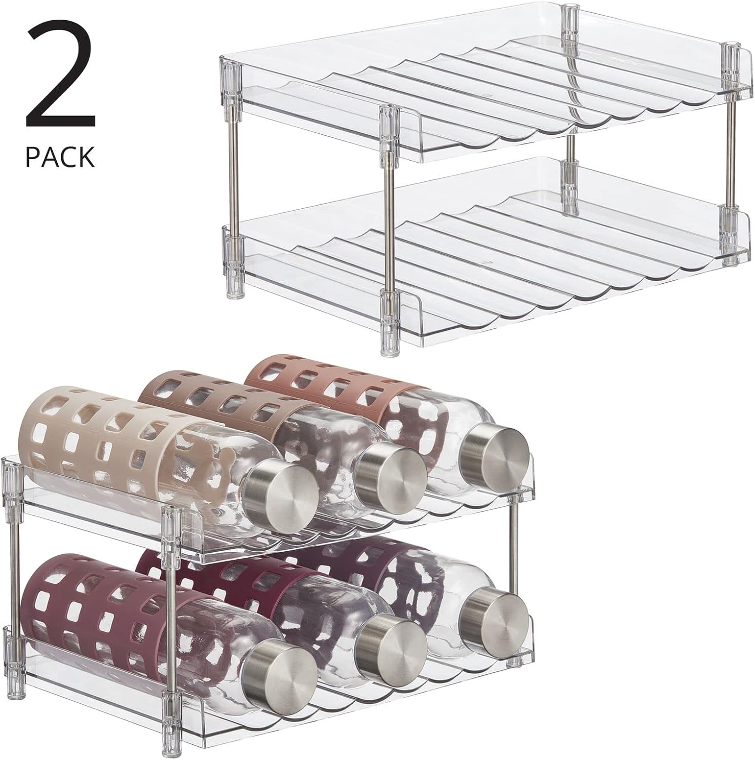 mDesign Free-Stand Stackable 2-Tier Beverage Rack