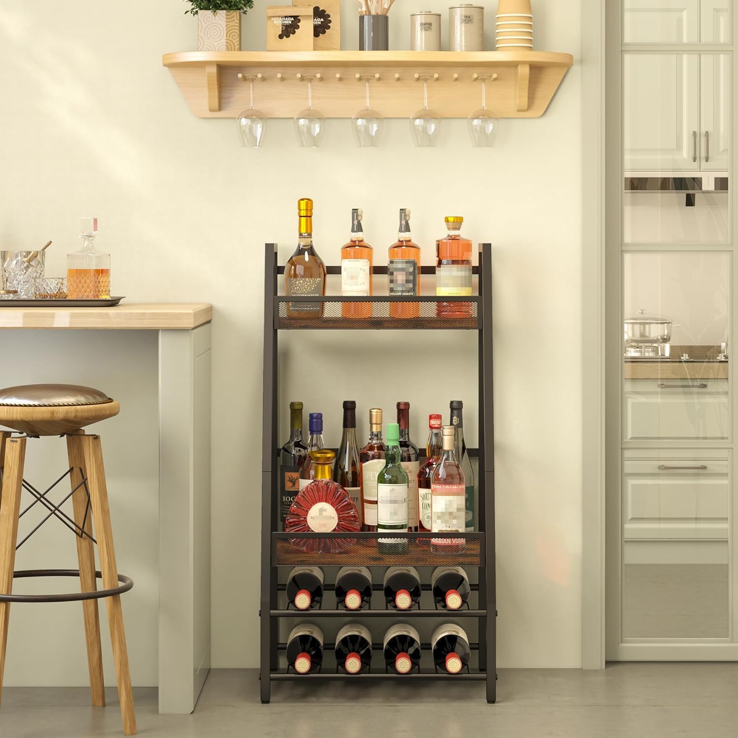 LOTEYIKE 4-Tier Freestanding Wine Rack Floor