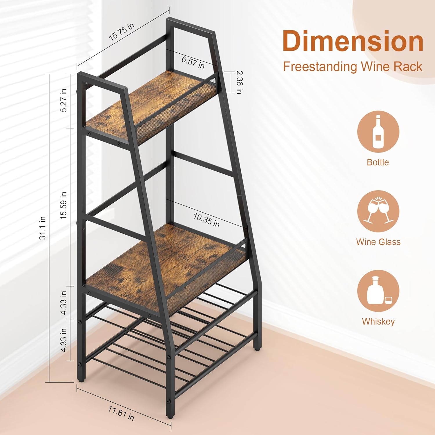 LOTEYIKE 4-Tier Freestanding Wine Rack Floor
