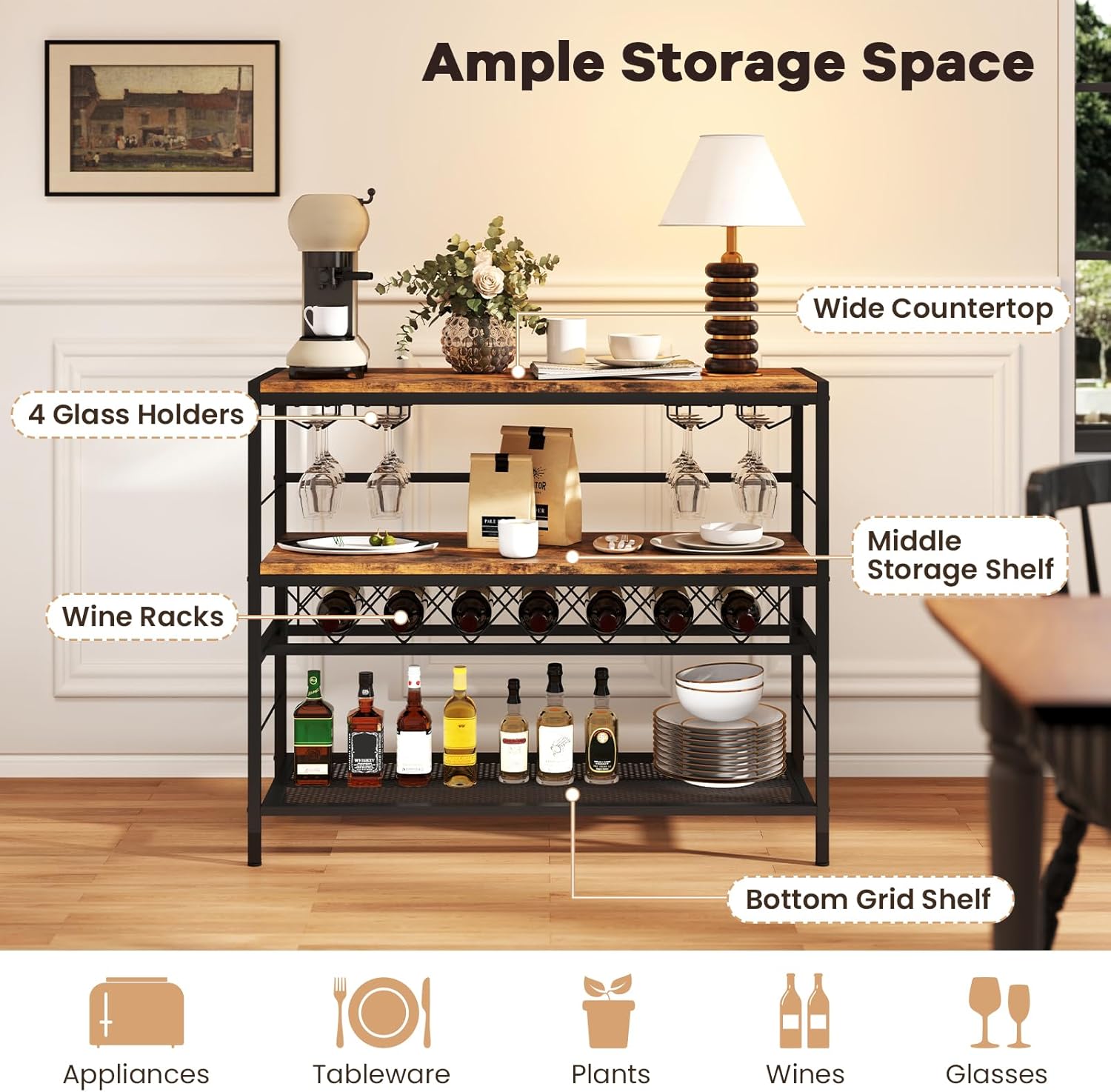 COSTWAY 41 Inch Freestanding Wine Rack Table
