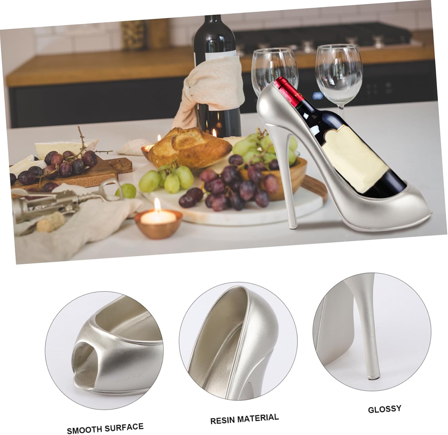 WINOMO Freestanding Wine Bottle Holder with High Heel Design 1