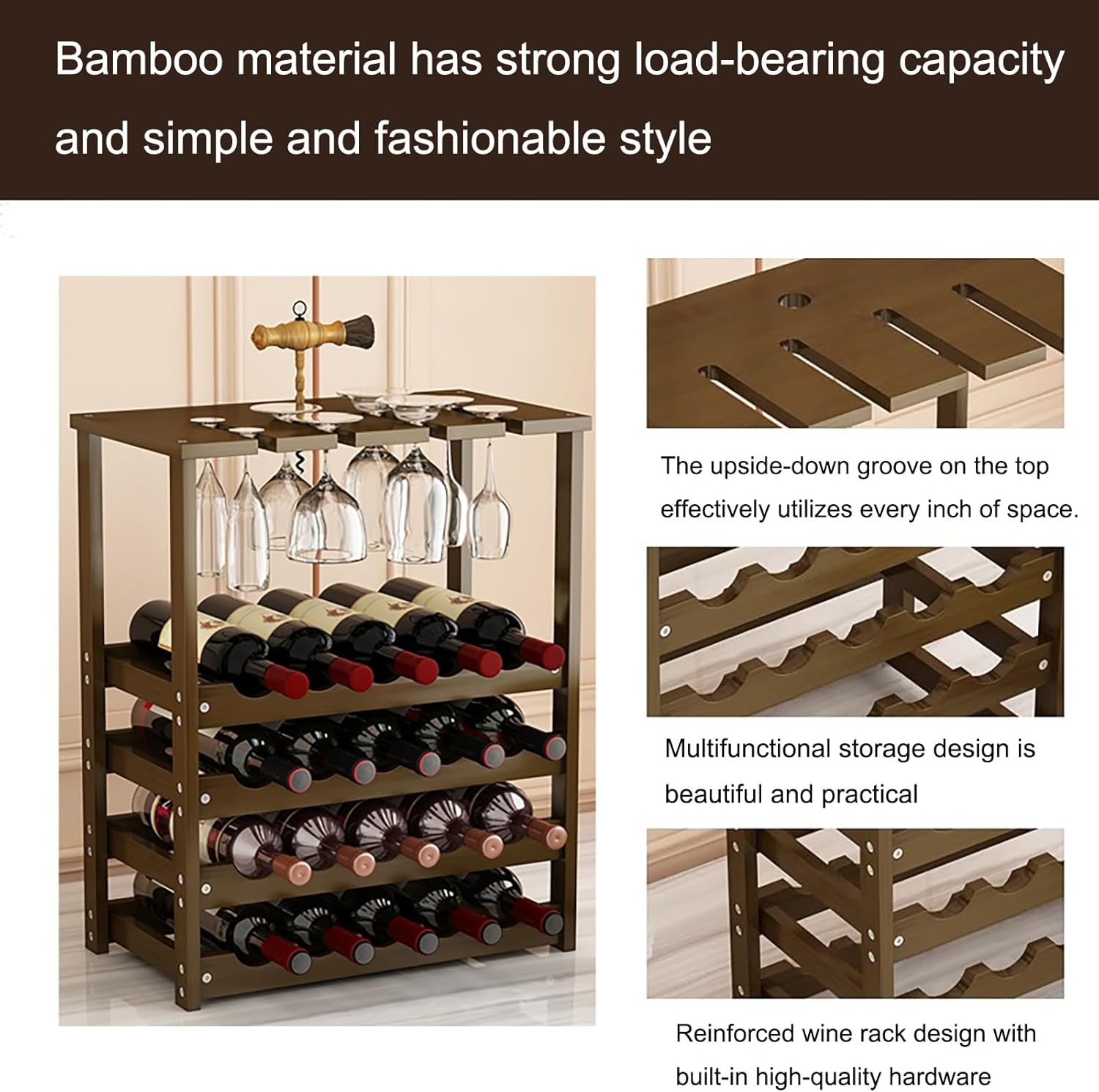 Comepa 4 Tier Freestanding Wine Rack 20 Bottle Capacity