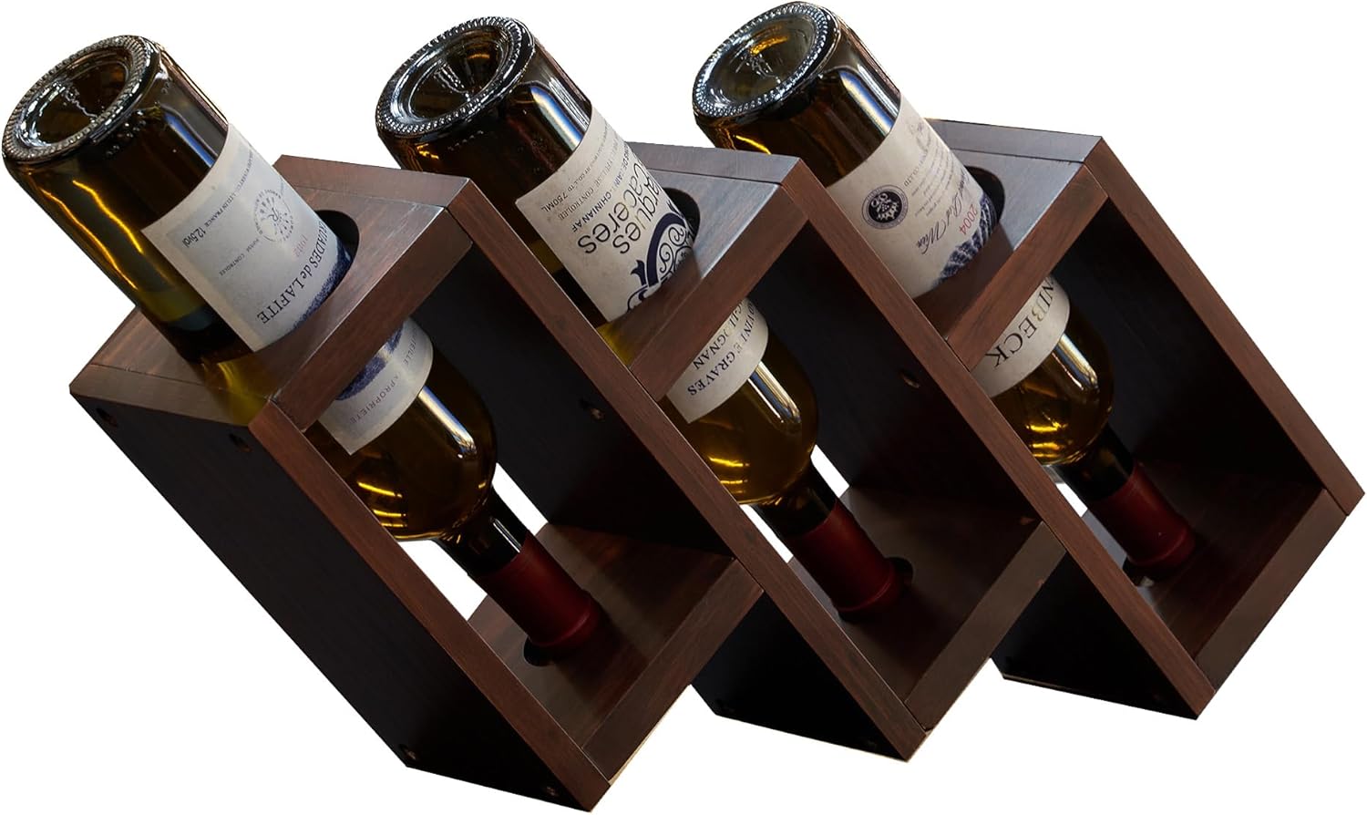 3 Bottles Wood Wine Rack - Solid Pine Storage Holder