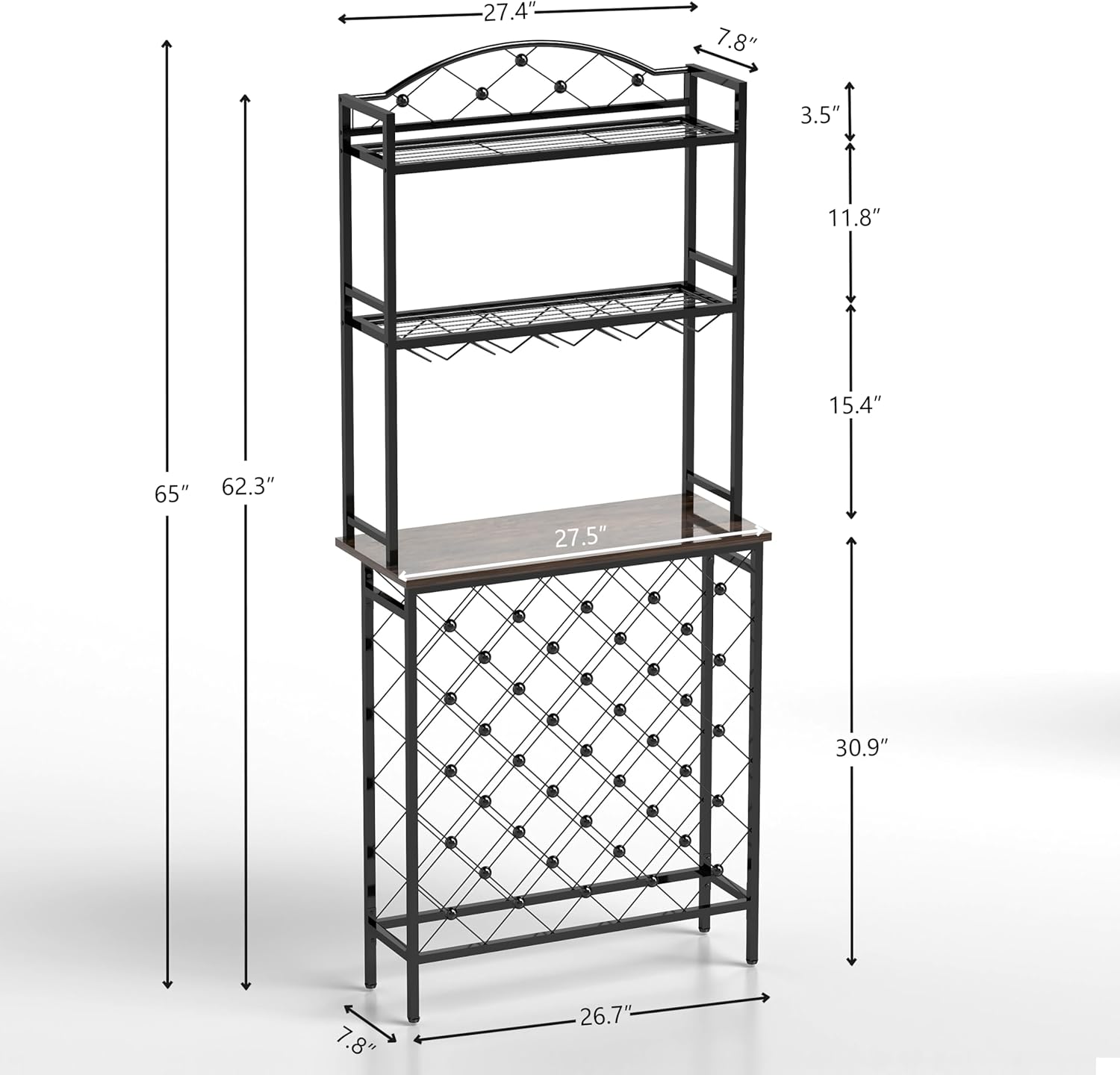 YAFF 3-Tier Wine Rack Bar Table with Storage 1