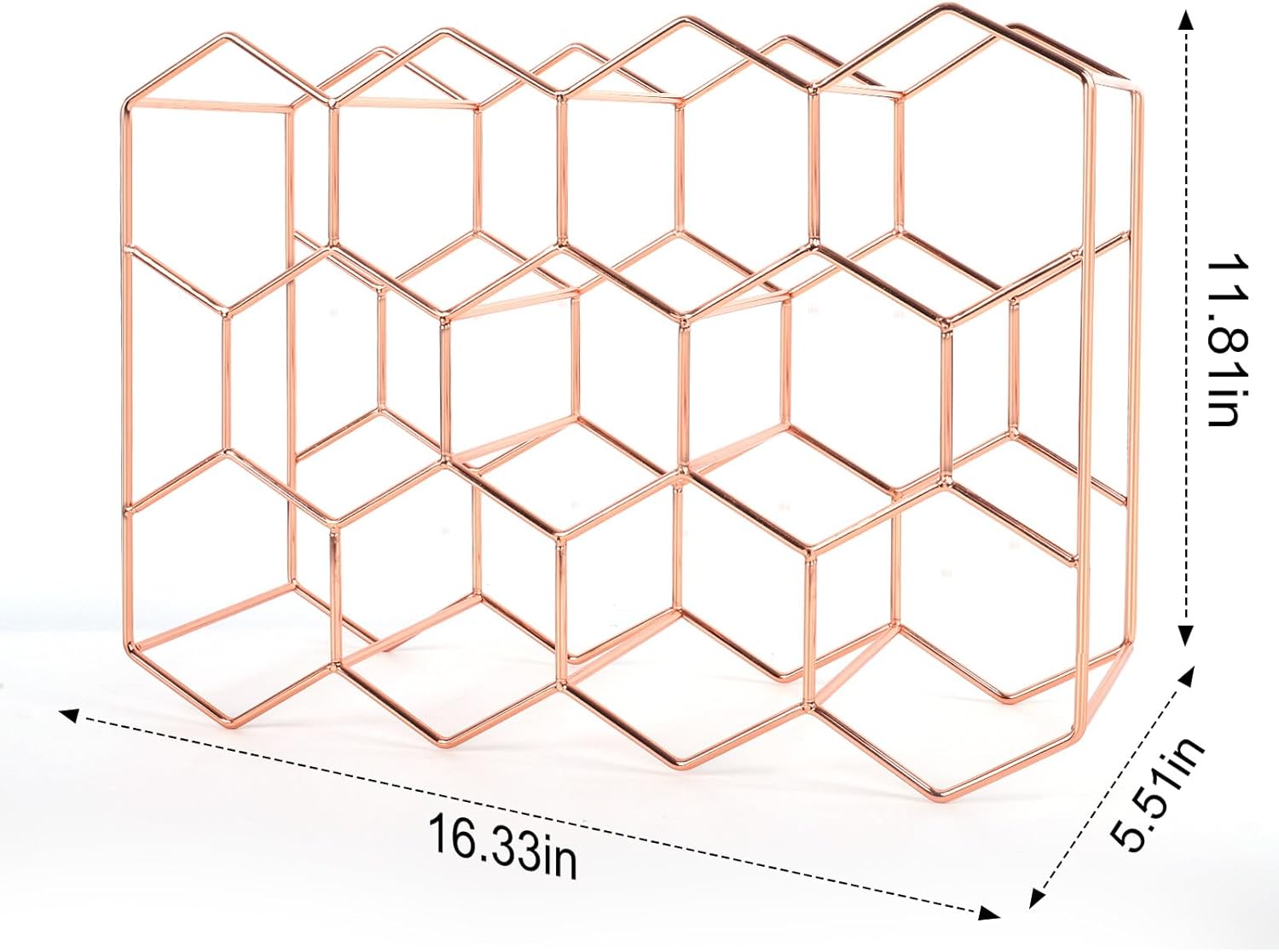 Rose Gold Wine Rack - 14 Bottles 3 Tier No Assembly Required