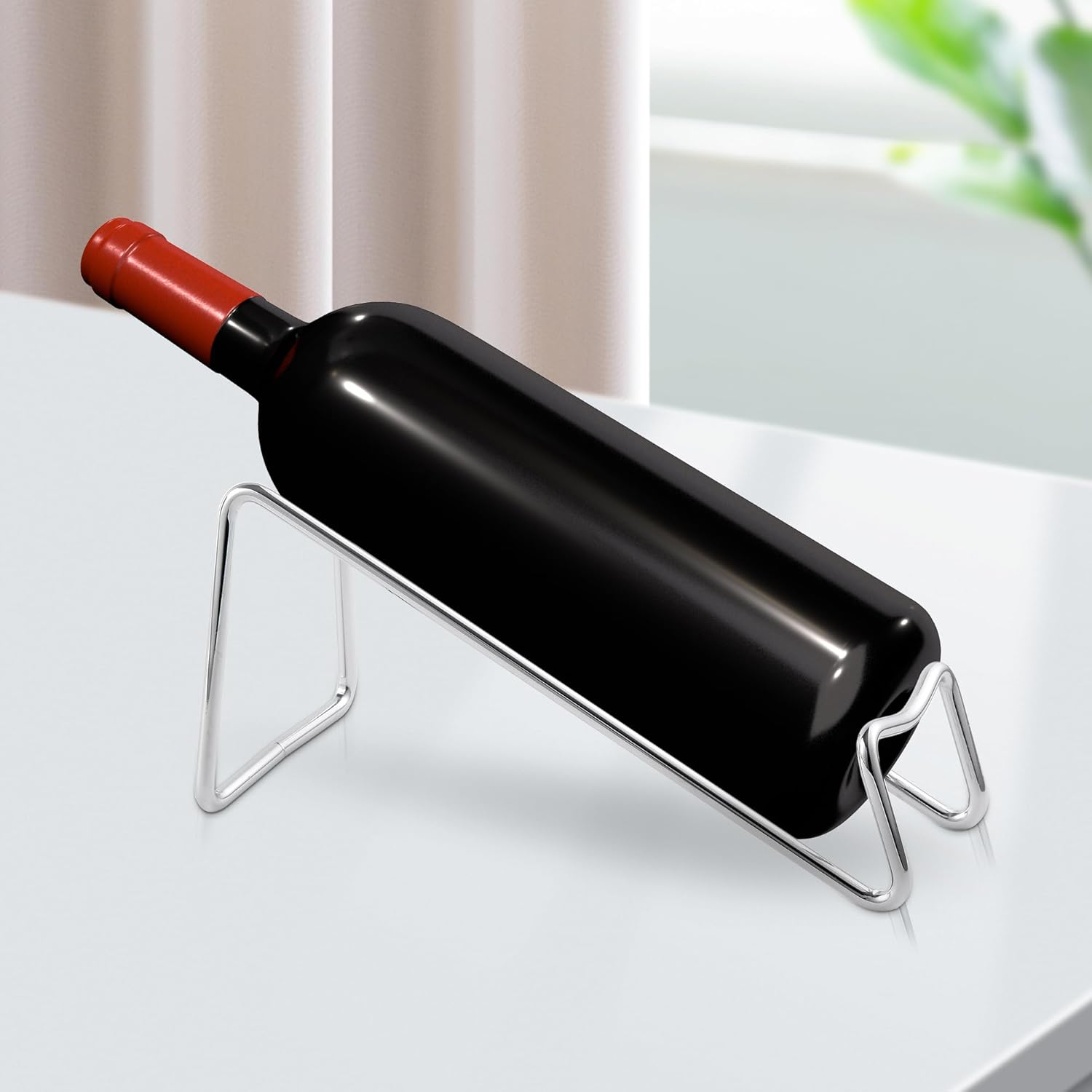 TONLEA 2 Pcs Tabletop Wine Rack Metal Wine Bottle Holder Silver