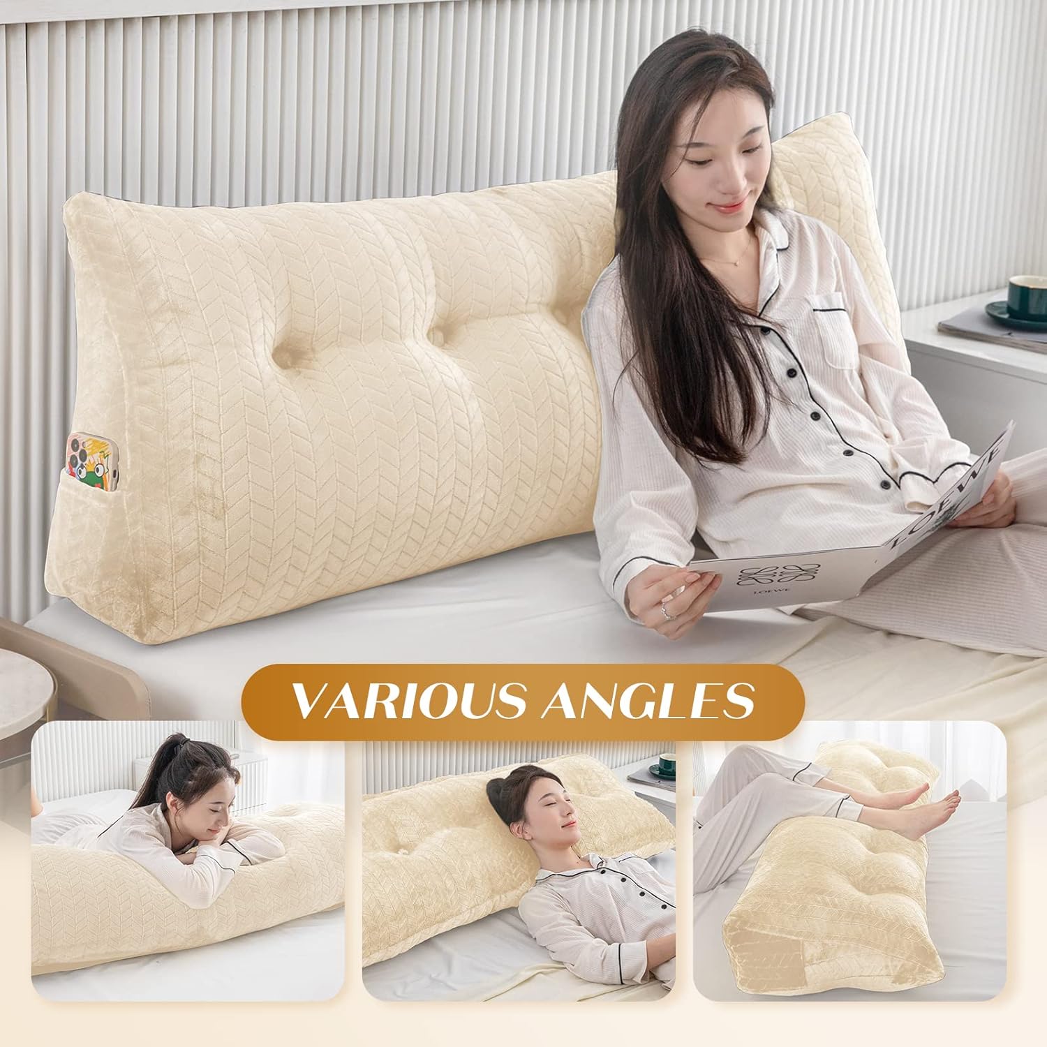 TerriTrophy Triangular Wedge Headboard Pillow