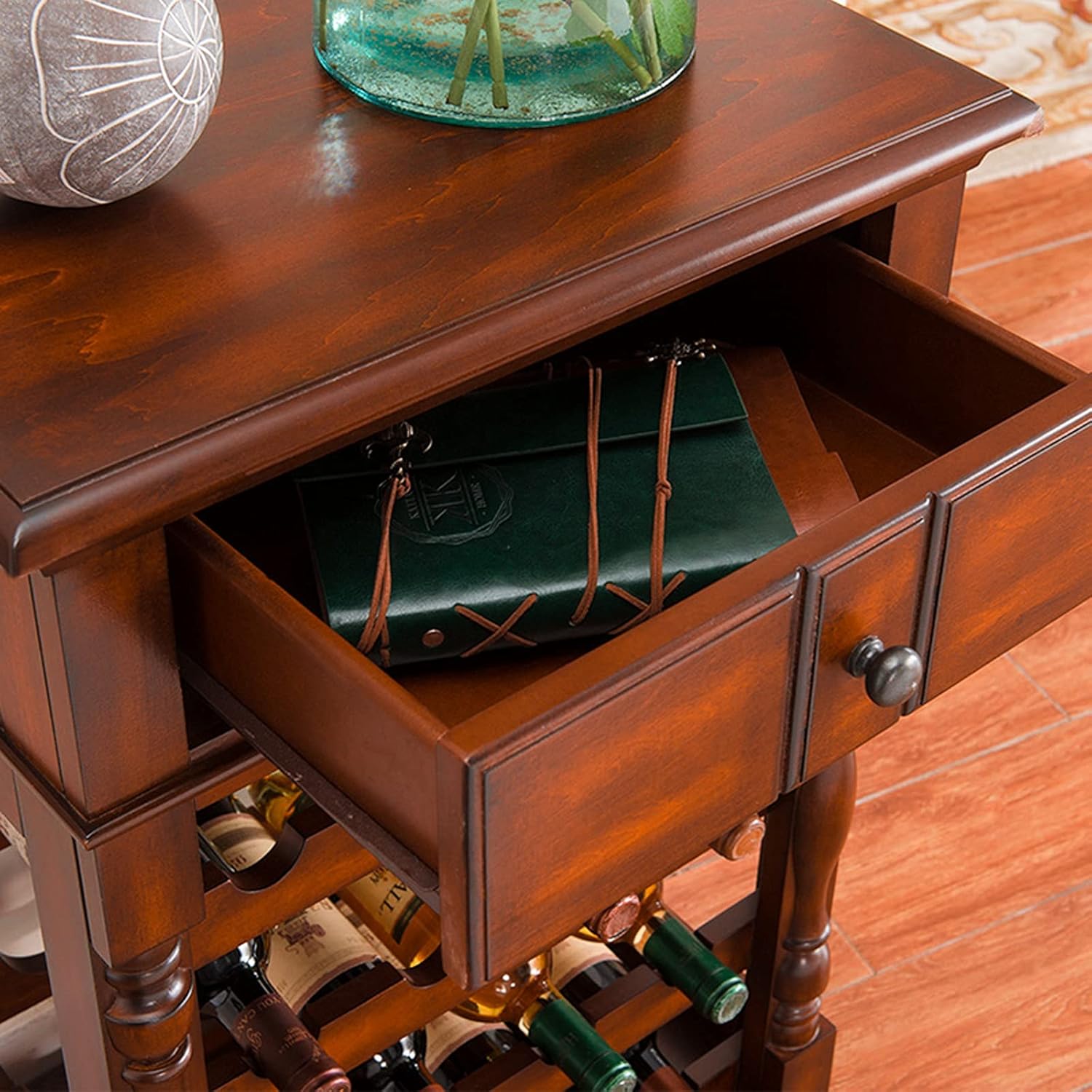 Hhaoran Wine Cabinet Freestanding Wood Display Rack