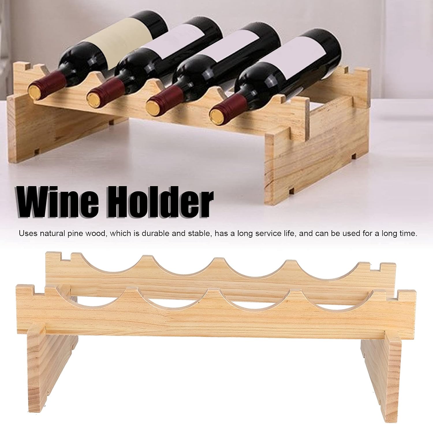 XPSSJMU Wine Shelf Durable Sturdy Pine Holder