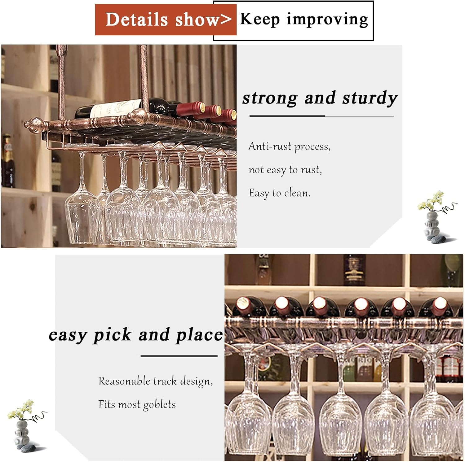 ZJDYDY Wall-Mounted Wine Rack with Adjustable Height