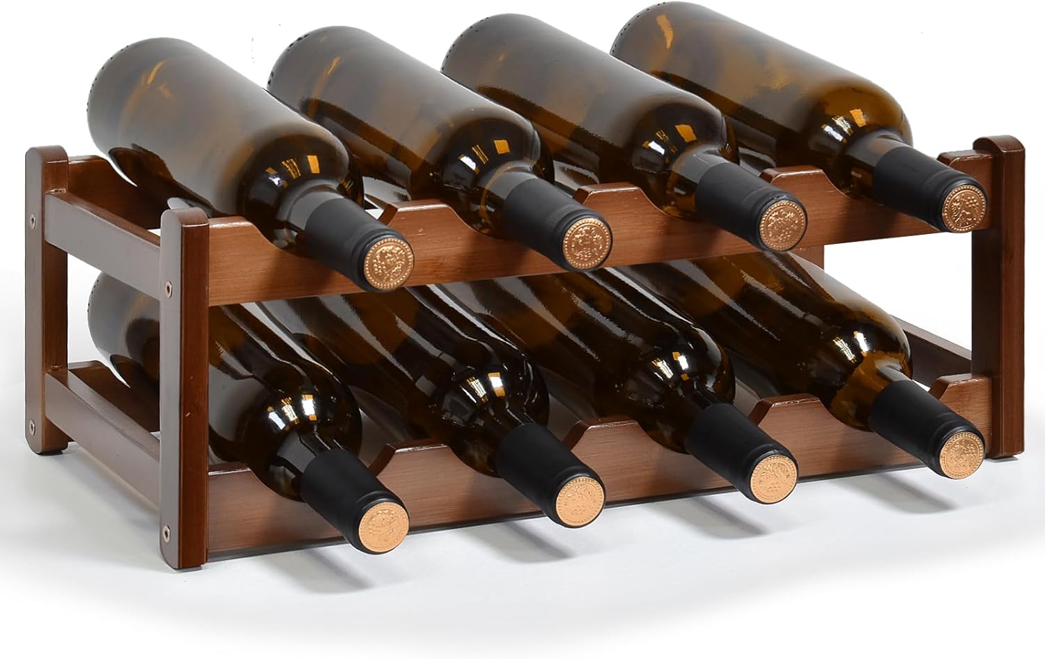 IWNTWY 8-Bottle 2-Tier Brown Wine Rack