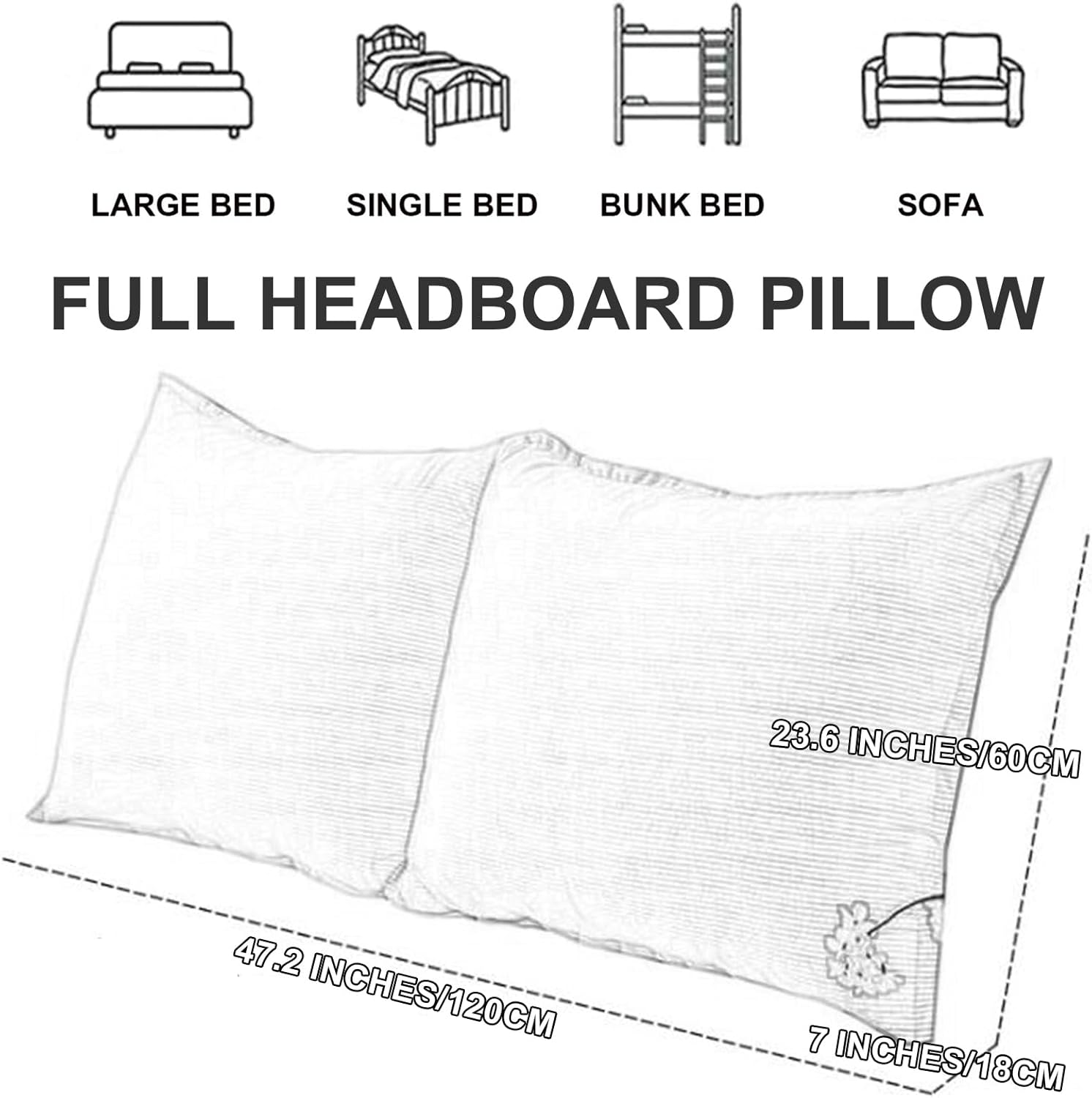ZZYK Full 47 Inch Segmented Headboard Pillow