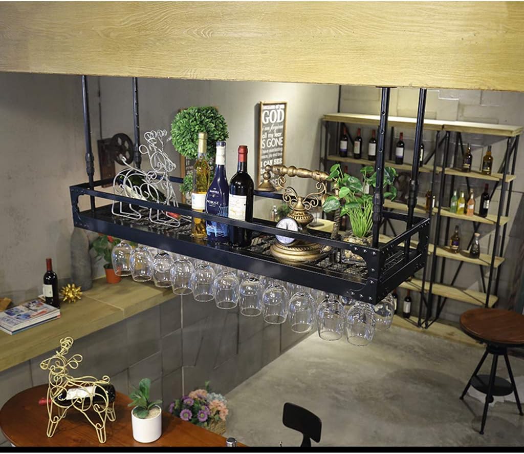 LASEVE Wall-Mounted Wine Rack with Glass Holder 60Cm
