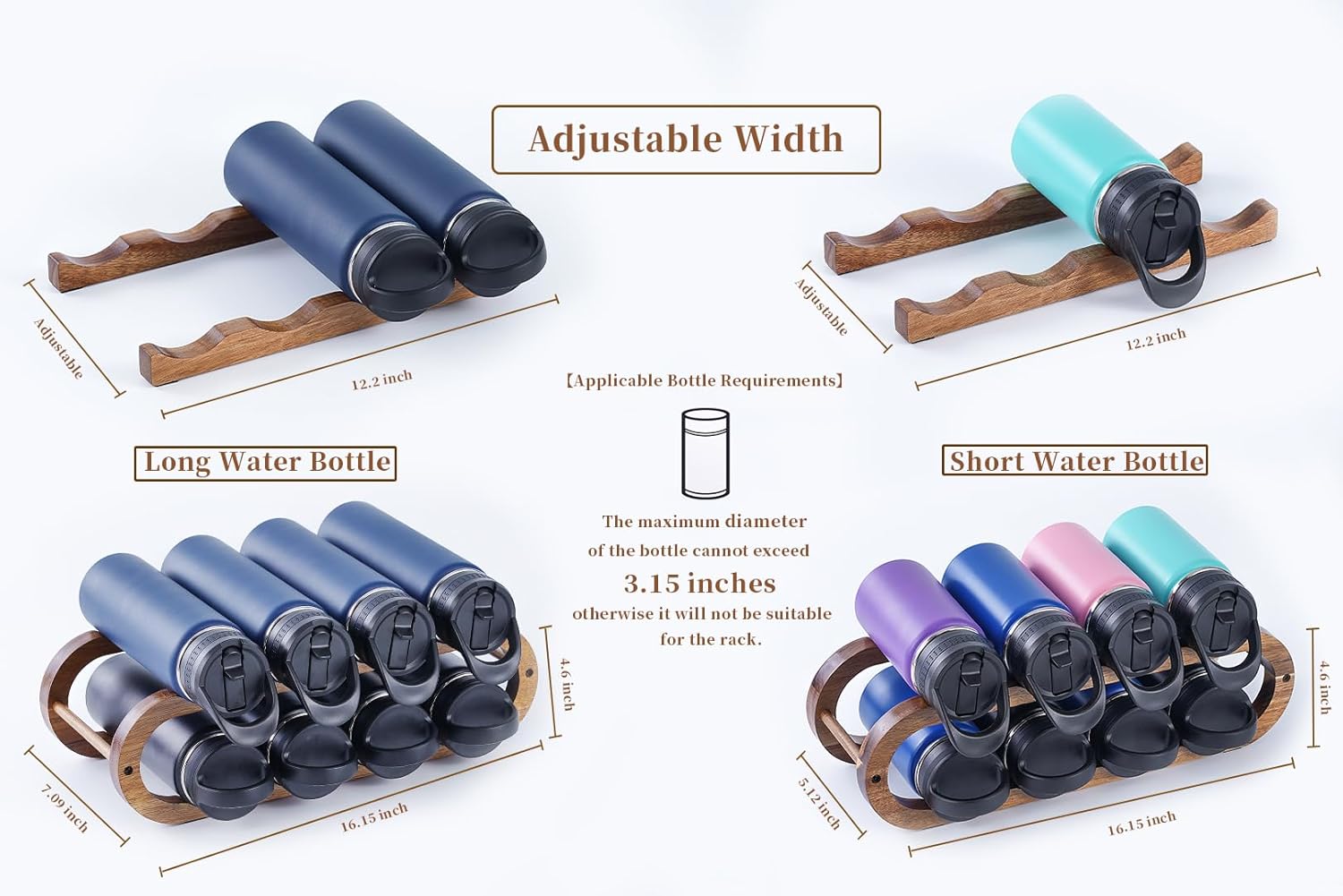 Aixboumo Wine Rack - 3 Pack with 2 Sizes Adjustable